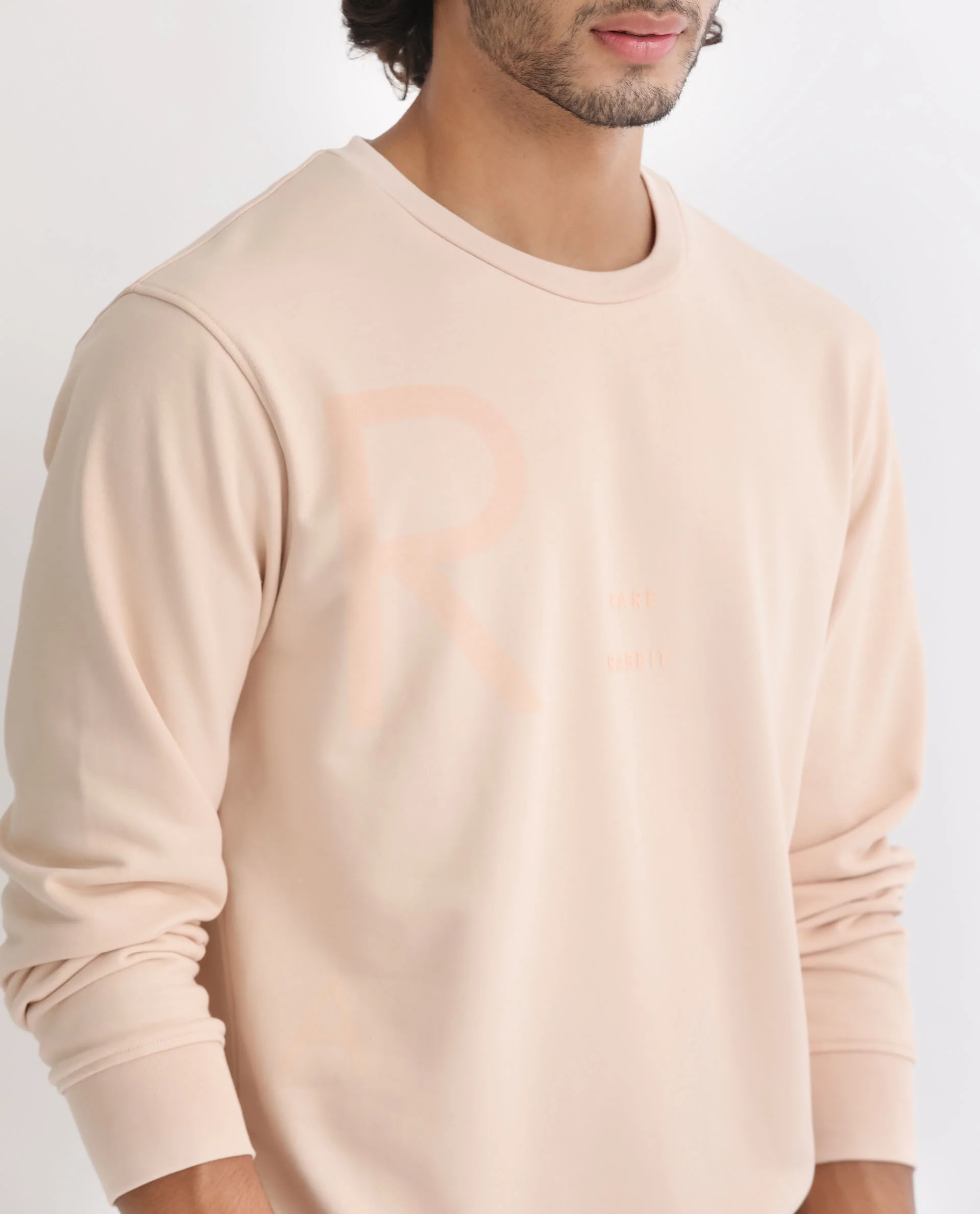 Rare Rabbit Men's Drovie Beige Cotton Graphic Print Regular Fit Full Sleeve Crew Neck Sweatshirt - Image 6