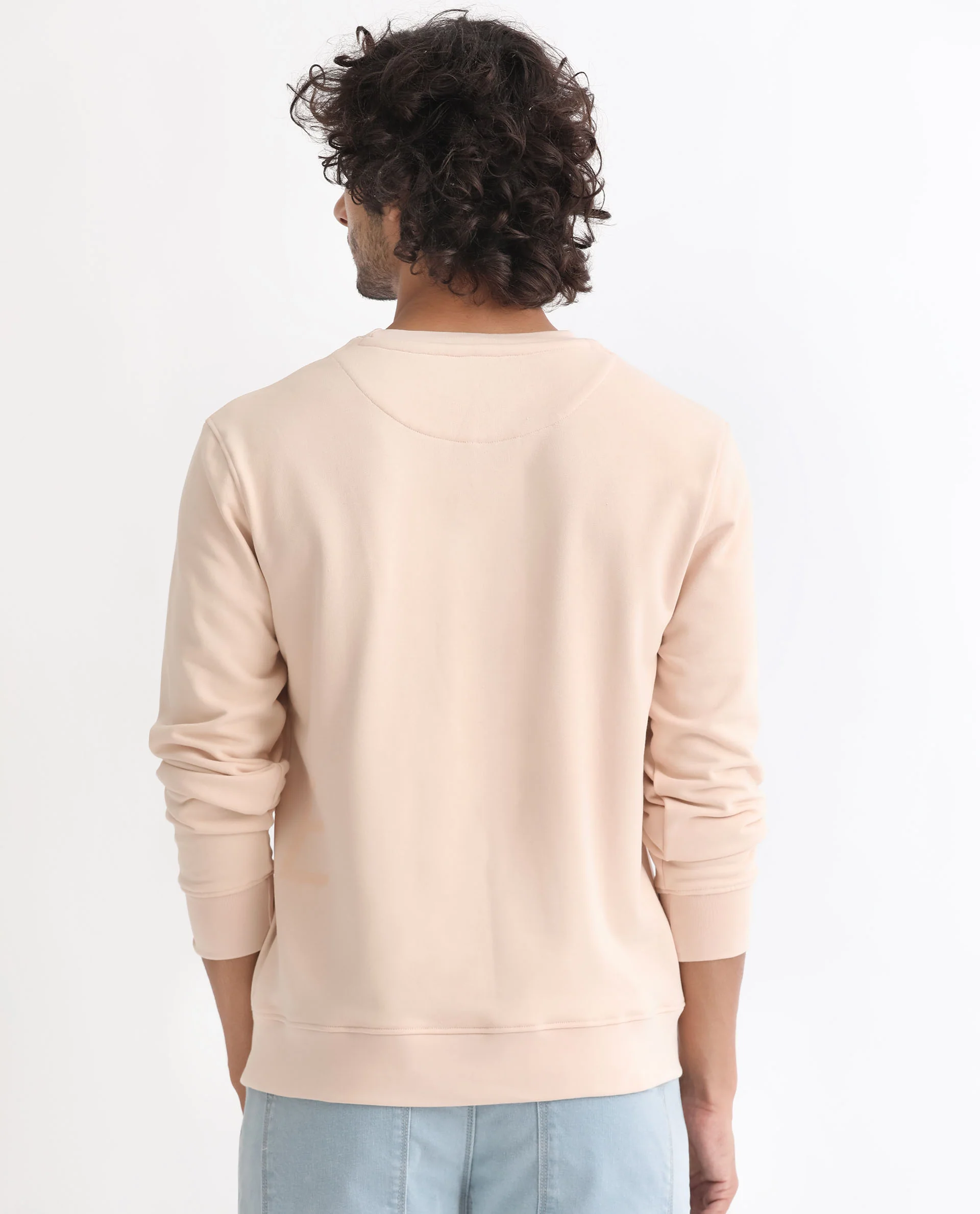 Rare Rabbit Men's Drovie Beige Cotton Graphic Print Regular Fit Full Sleeve Crew Neck Sweatshirt - Image 9