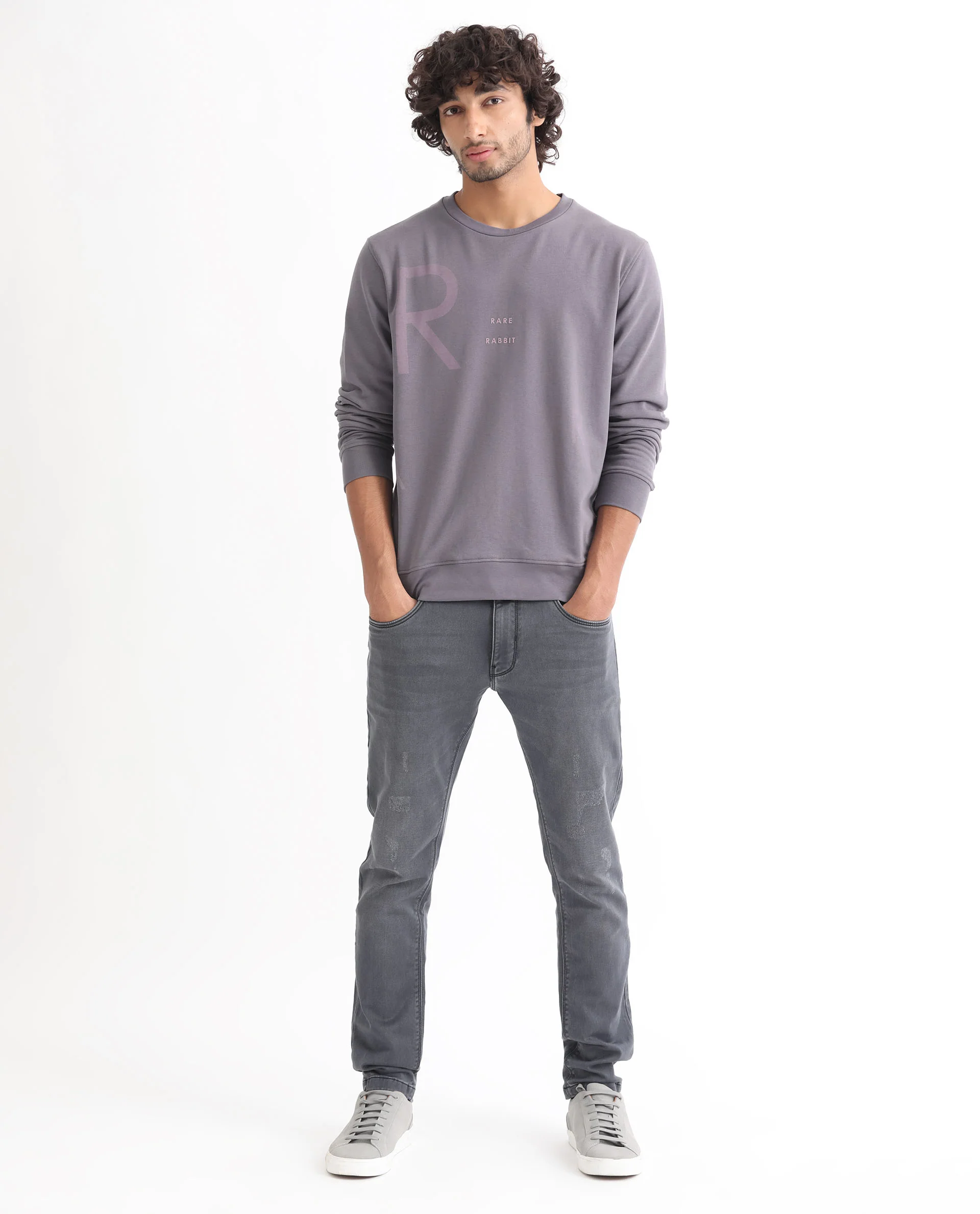 Rare Rabbit Men's Drovie Purple Graphic Print Regular Fit Full Sleeve Crew Neck Sweatshirt - Image 2