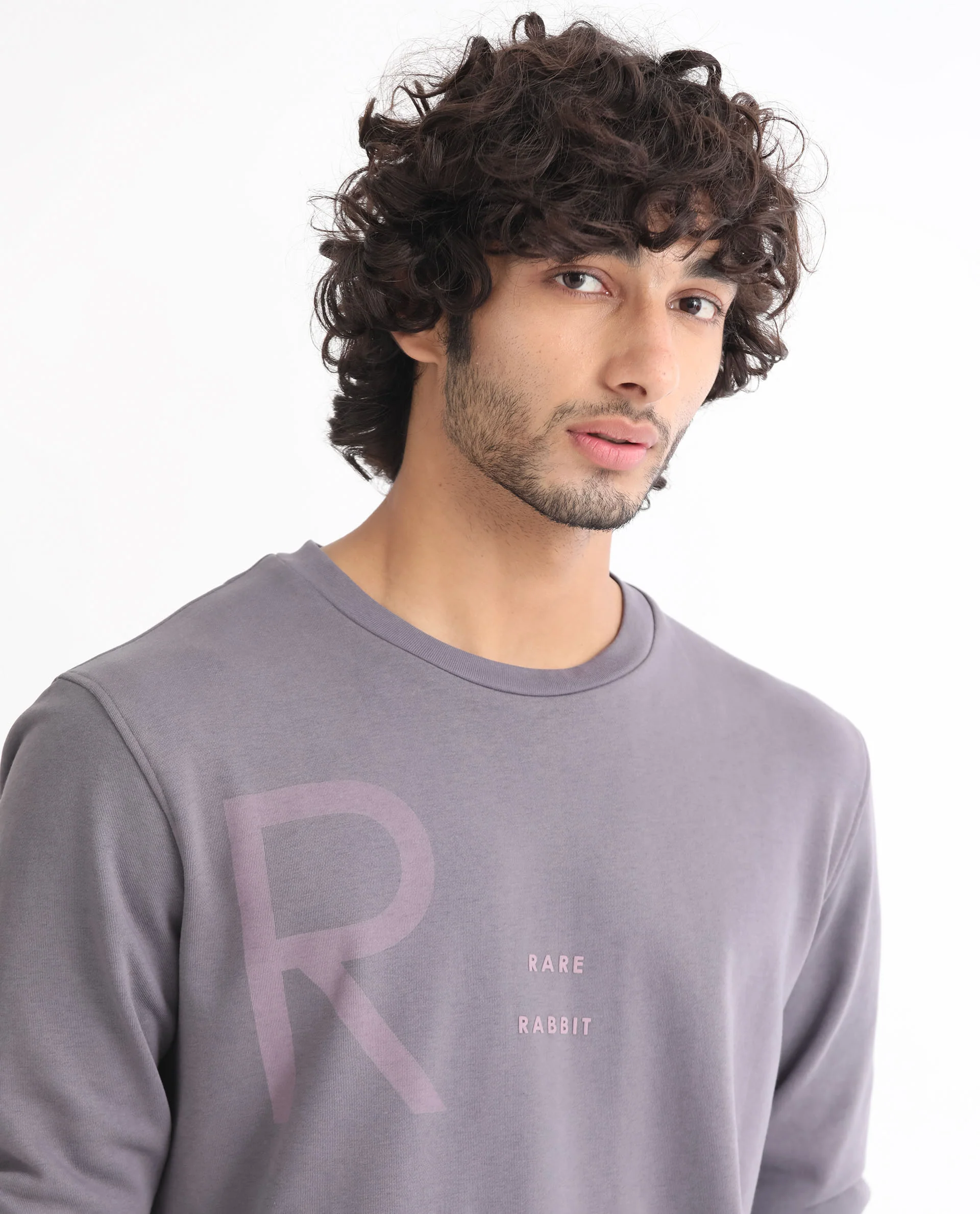 Rare Rabbit Men's Drovie Purple Graphic Print Regular Fit Full Sleeve Crew Neck Sweatshirt - Image 4