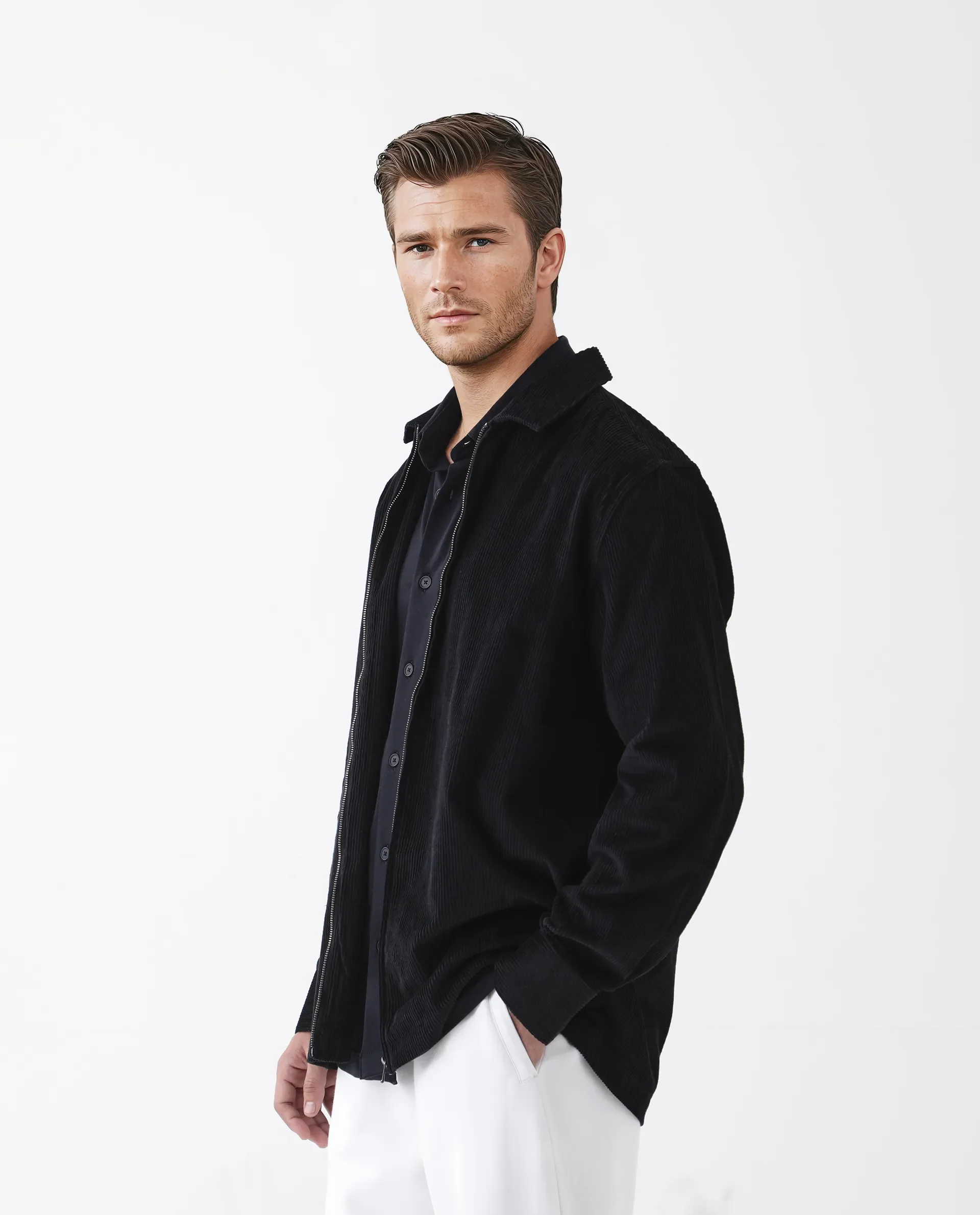Rare Rabbit Men's Drozz Black Cotton Textured Relaxed Fit Full Sleeve Collared Shirt - Image 3