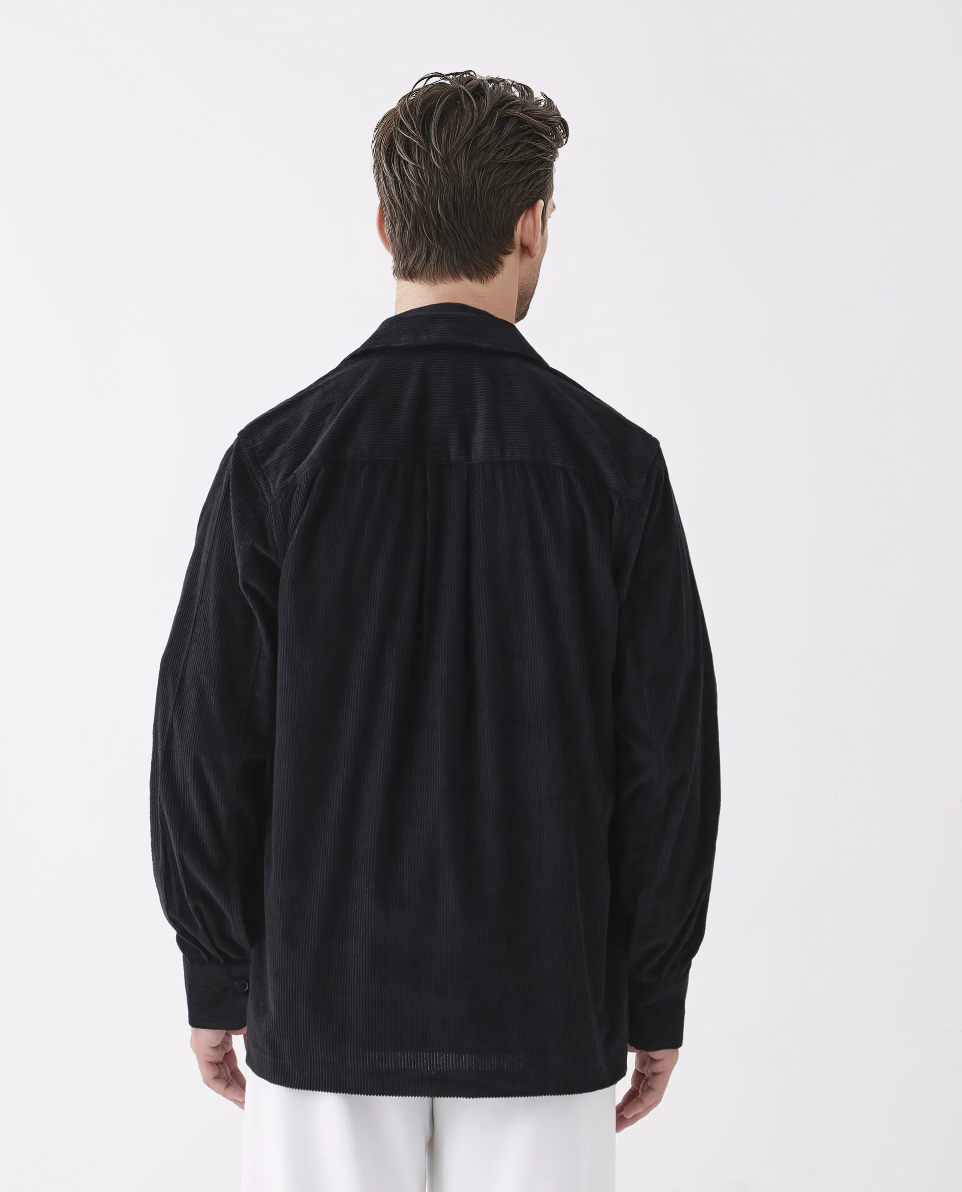 Rare Rabbit Men's Drozz Black Cotton Textured Relaxed Fit Full Sleeve Collared Shirt - Image 7