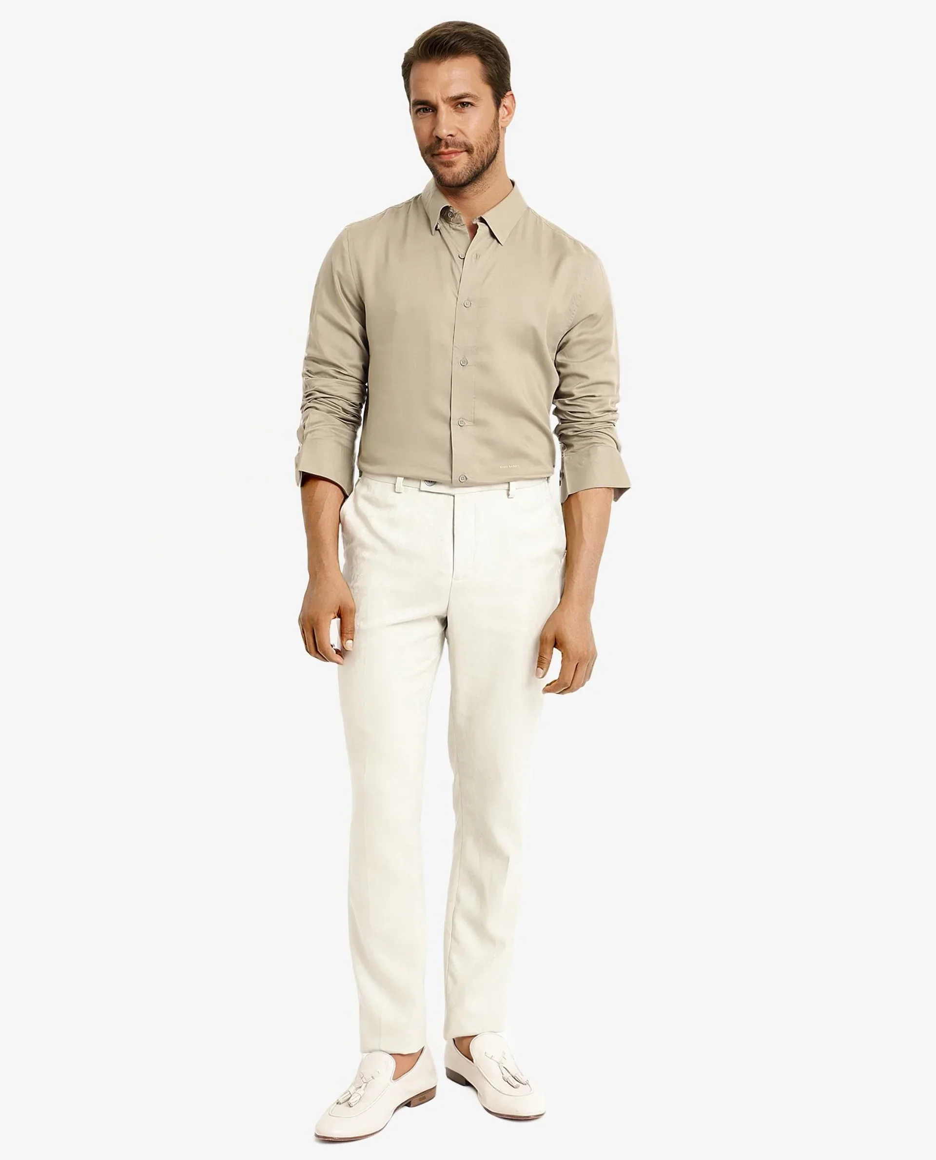 Rare Rabbit Men's Dub Dusky Olive Cotton Plain Regular Fit Full Sleeve Collared Shirt - Image 2