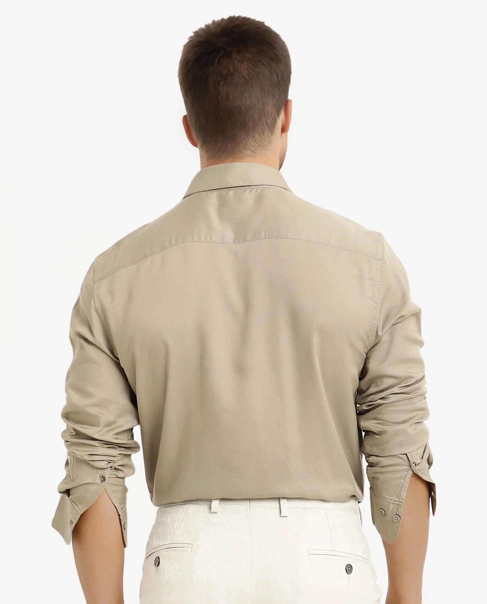 Rare Rabbit Men's Dub Dusky Olive Cotton Plain Regular Fit Full Sleeve Collared Shirt - Image 4