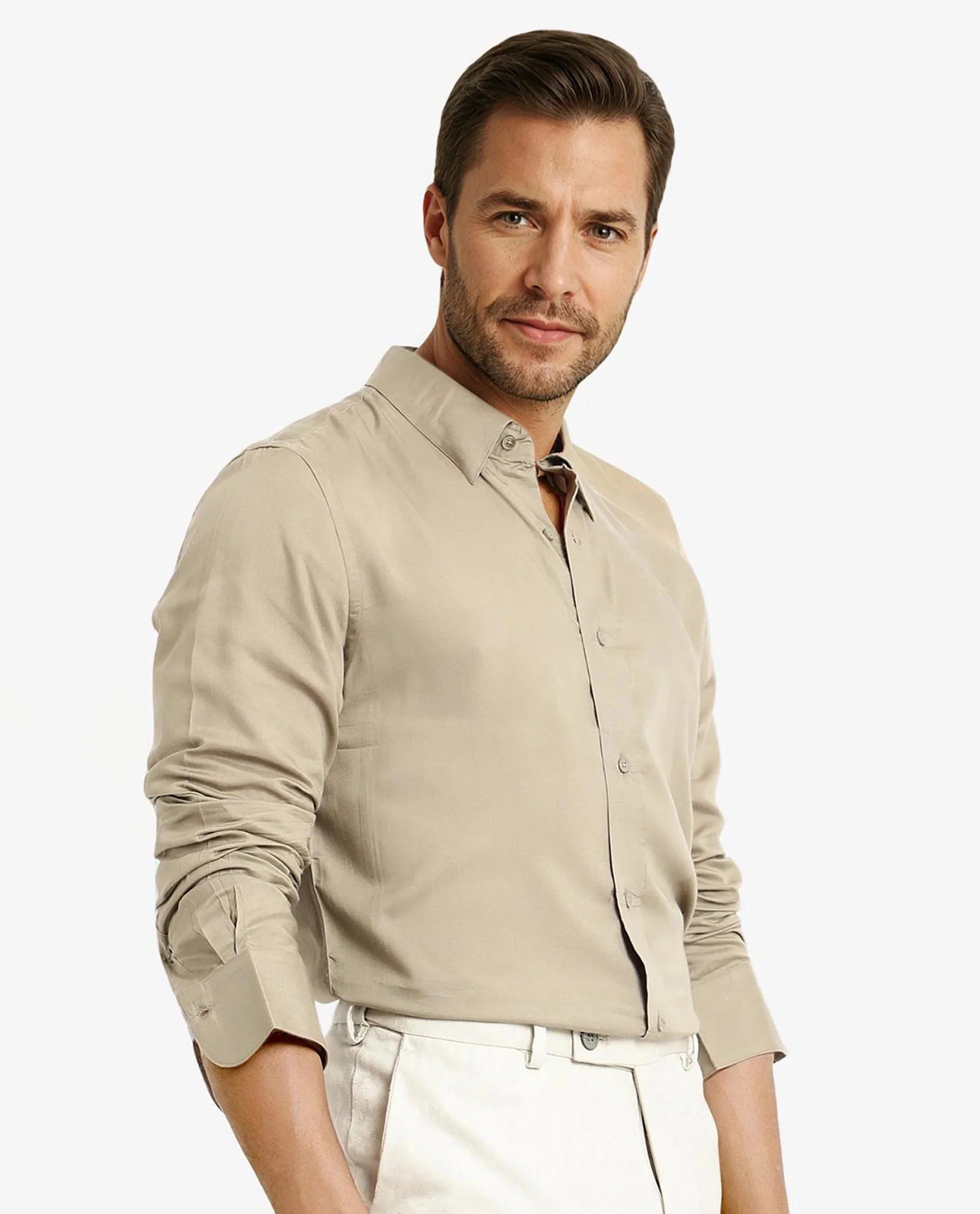 Rare Rabbit Men's Dub Dusky Olive Cotton Plain Regular Fit Full Sleeve Collared Shirt - Image 6