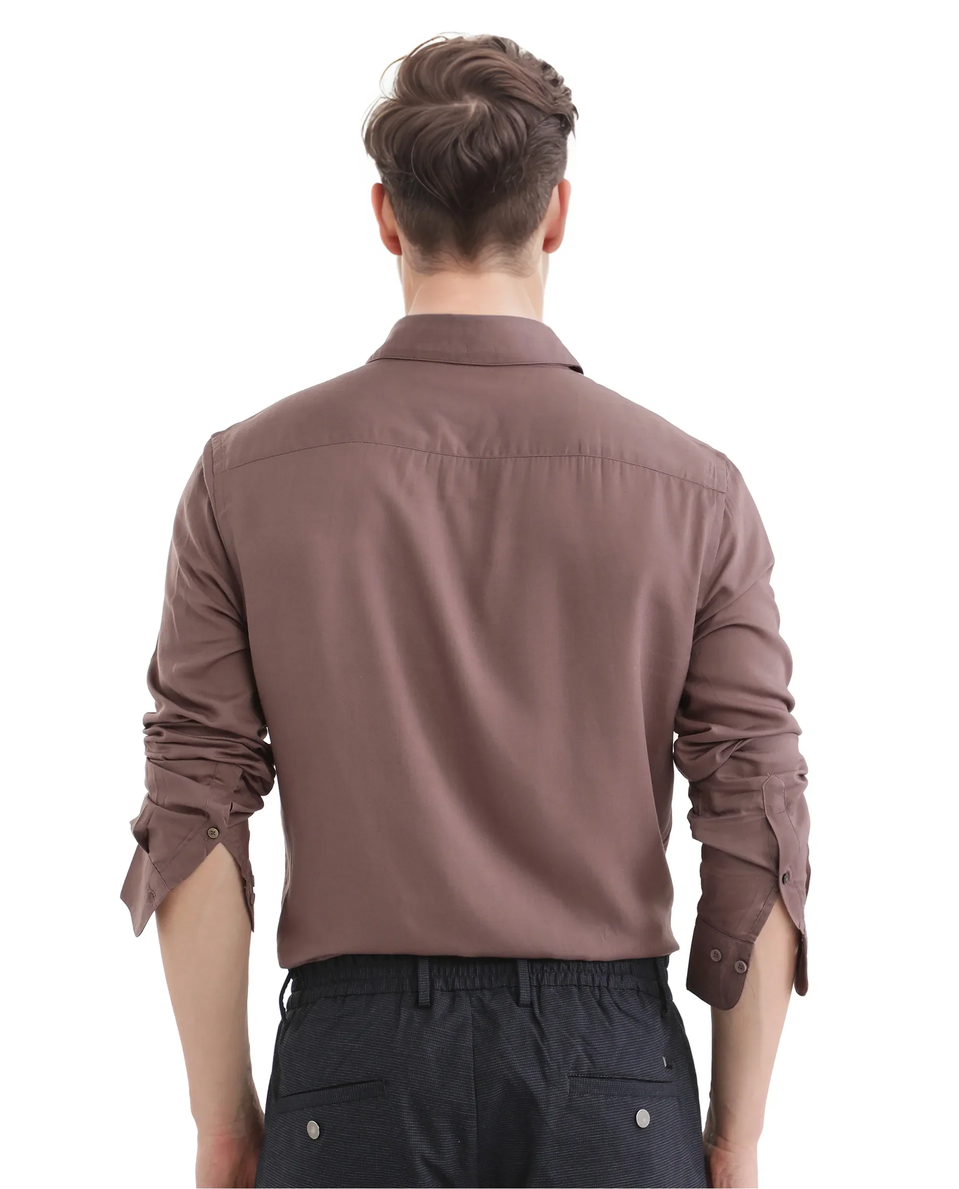 Rare Rabbit Men's Dub Dusky Purple Cotton Plain Regular Fit Full Sleeve Collared Shirt - Image 4
