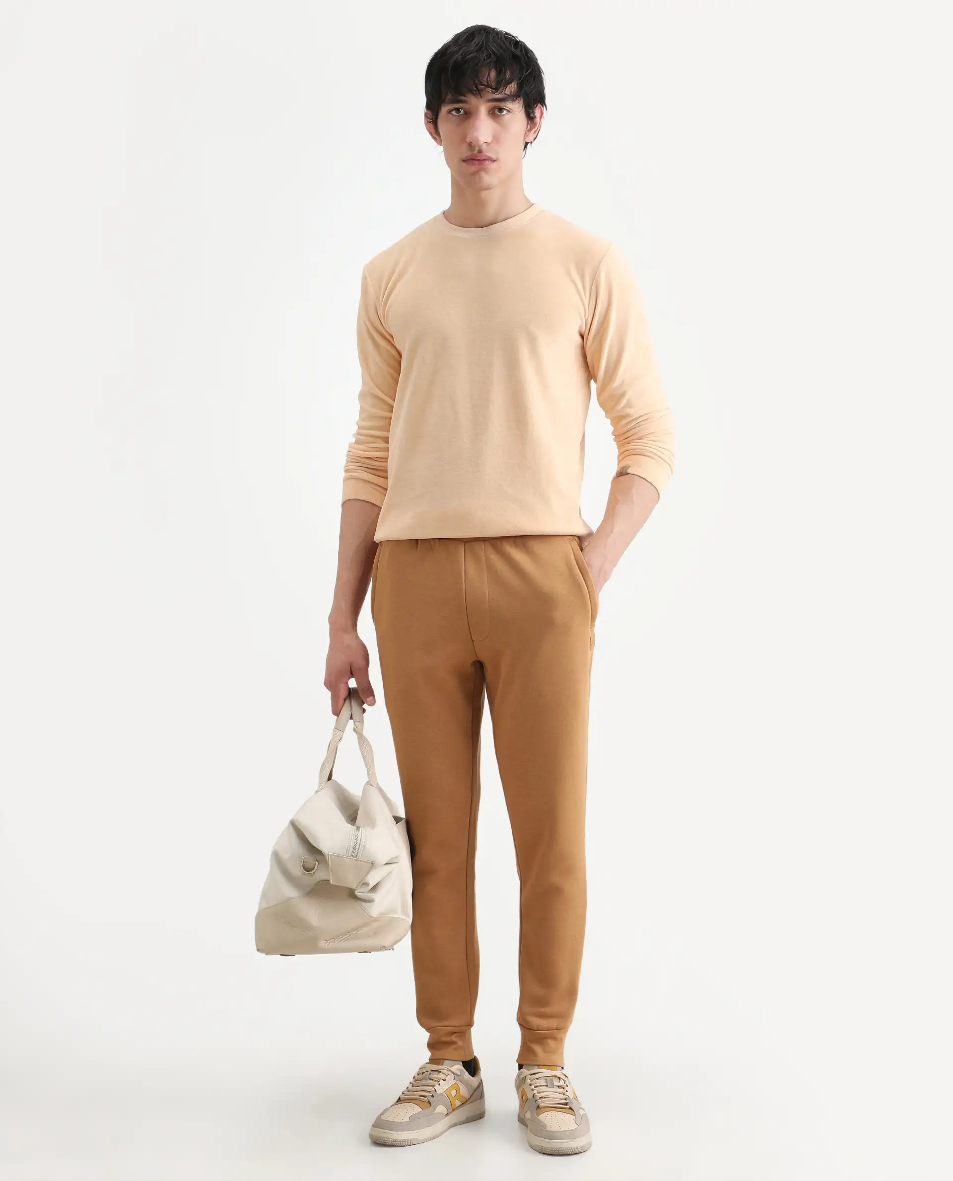 Rare Rabbit Men's Dube Yellow Velvet Plain Relaxed Fit Full Sleeve Crew Neck Sweatshirt - Image 2