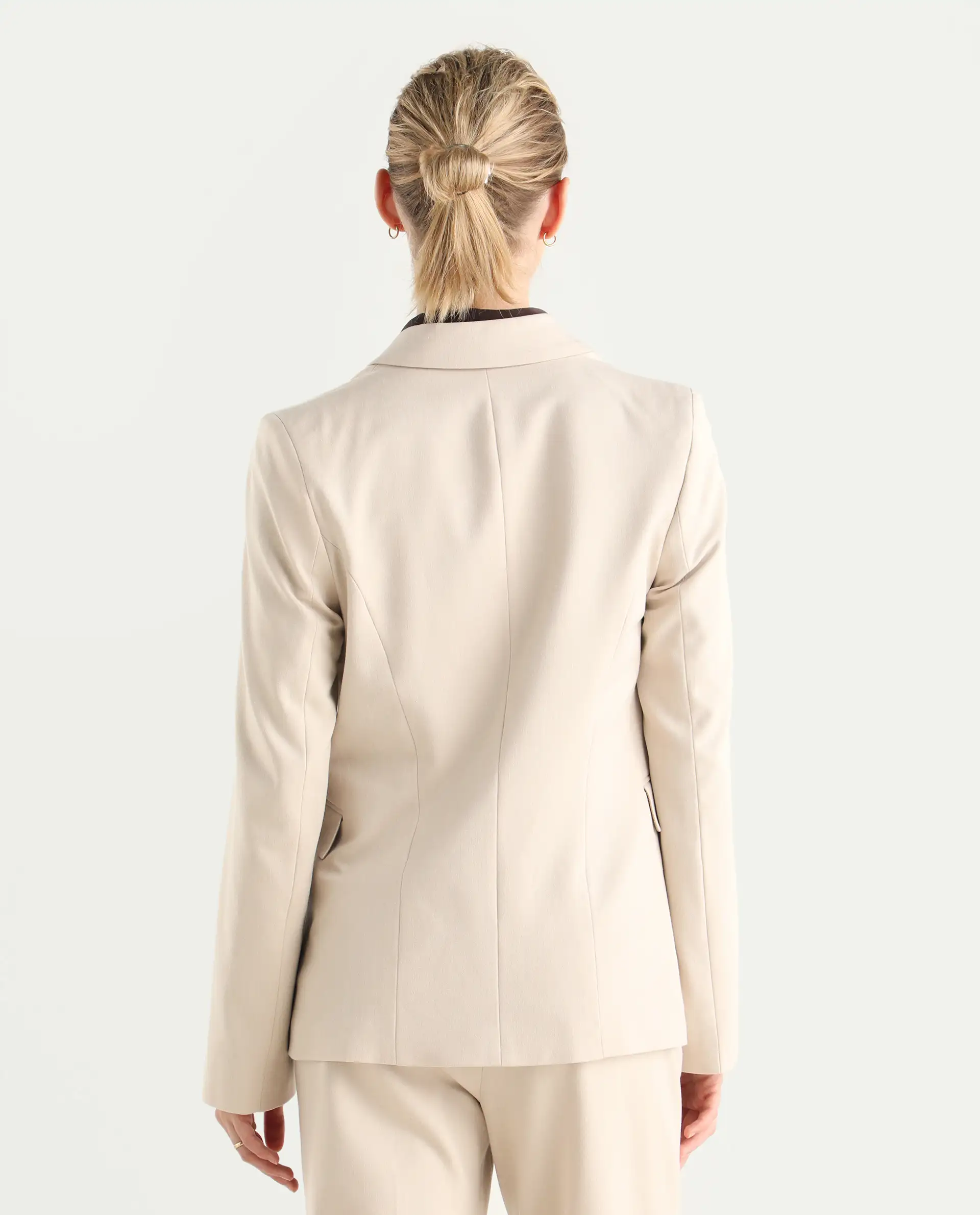 Rareism Women's Dublo Beige Polyester Blend Fabric Full Sleeve Lapel Collar Plain Blazer - Image 11