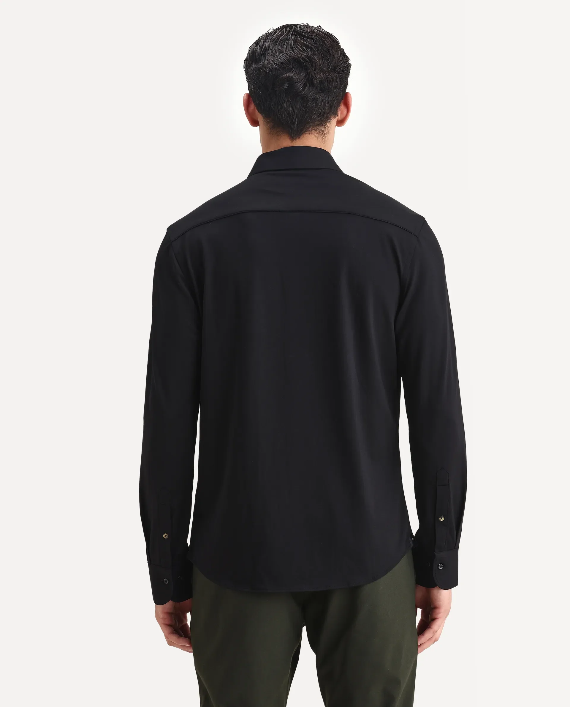 Rare Rabbit Men's Dulce Black Cotton Plain Regular Fit Full Sleeve Collared Shirt - Image 7