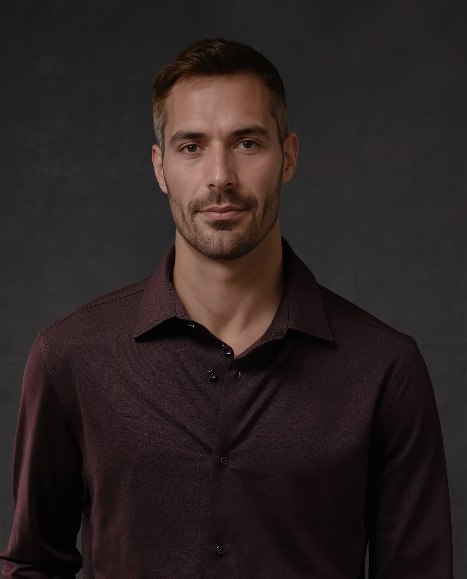 Rare Rabbit Men's Dulce Dark Maroon Cotton Plain Regular Fit Full Sleeve Collared Shirt - Image 2