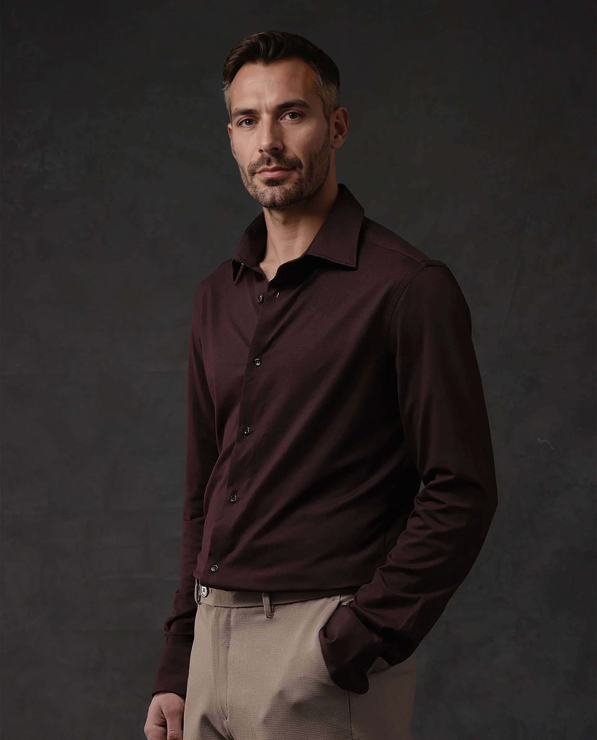 Rare Rabbit Men's Dulce Dark Maroon Cotton Plain Regular Fit Full Sleeve Collared Shirt - Image 6