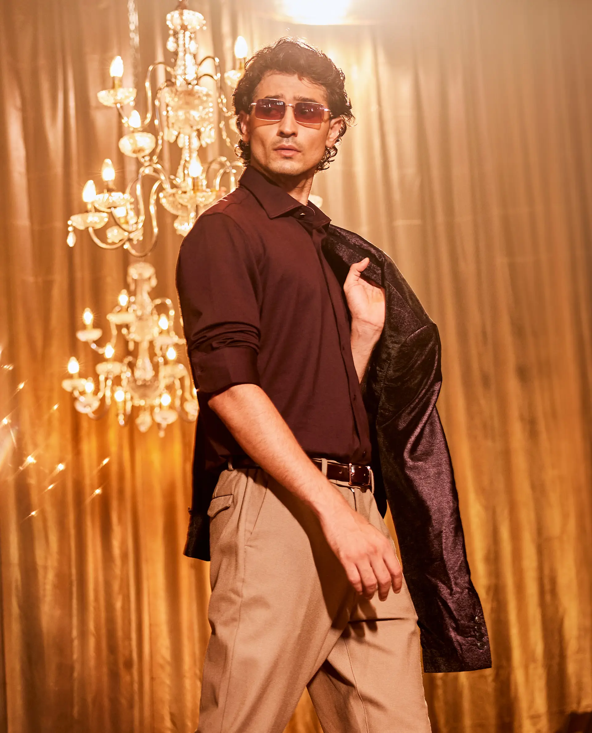 Rare Rabbit Men's Dulce Dark Maroon Cotton Plain Regular Fit Full Sleeve Collared Shirt - Image 8