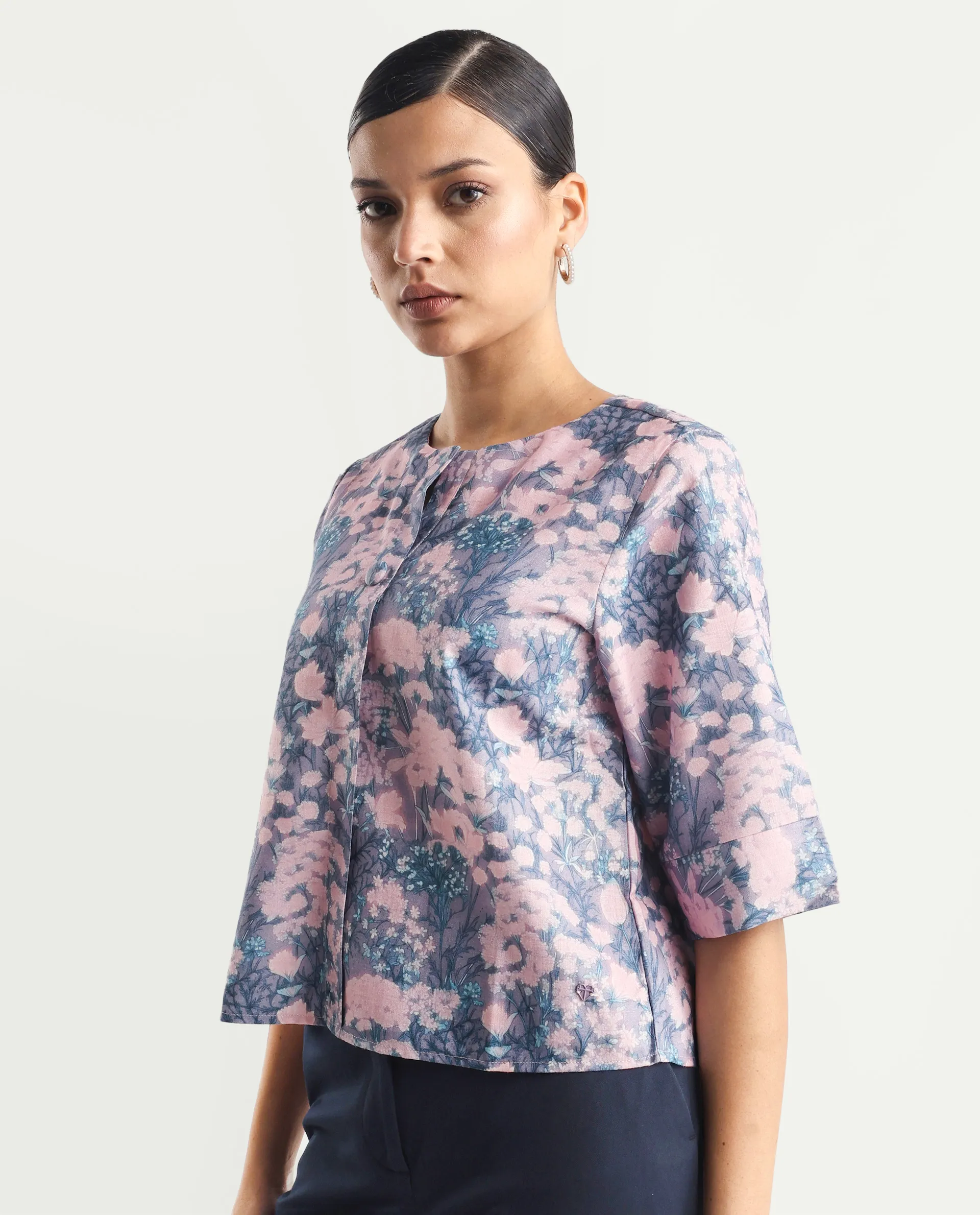 Rareism Women's Duncano Multi Polyester Crew Neck Floral Print Regular Fit Top - Image 3