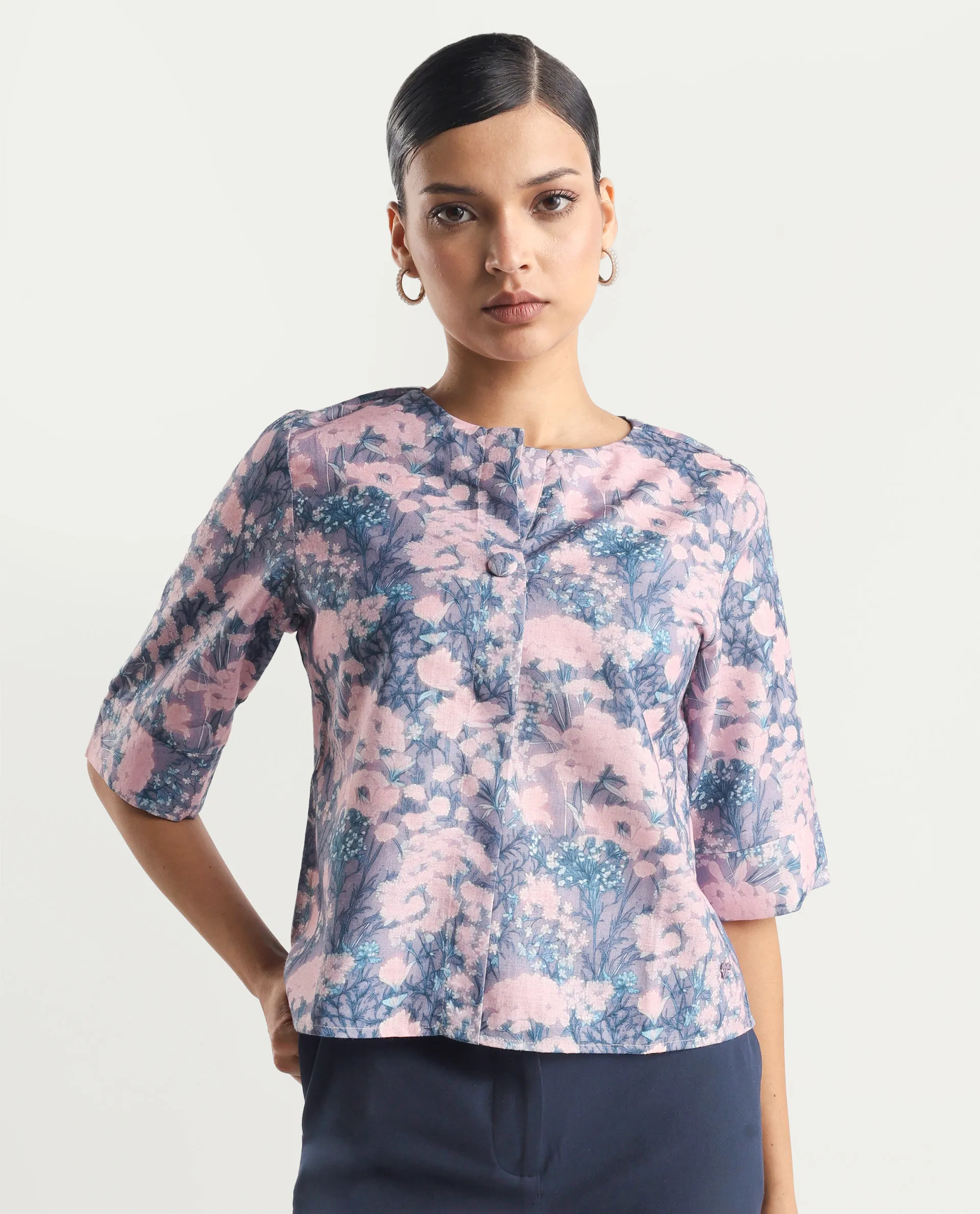 Rareism Women's Duncano Multi Polyester Crew Neck Floral Print Regular Fit Top - Image 4