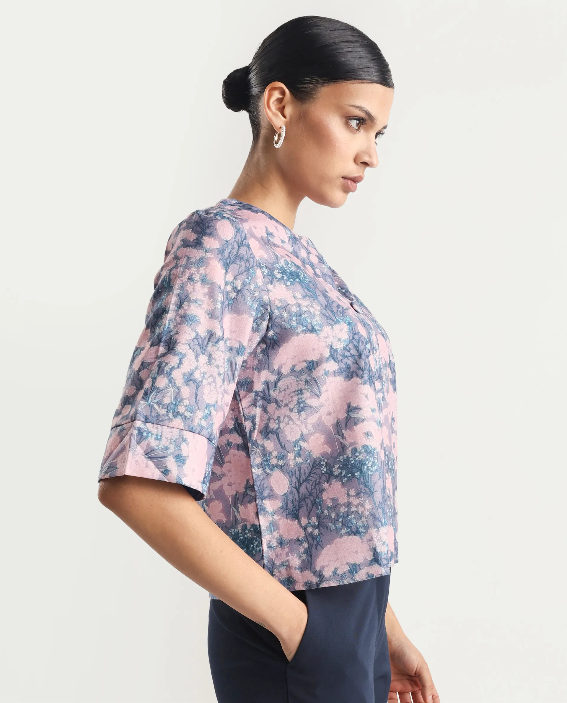 Rareism Women's Duncano Multi Polyester Crew Neck Floral Print Regular Fit Top - Image 5