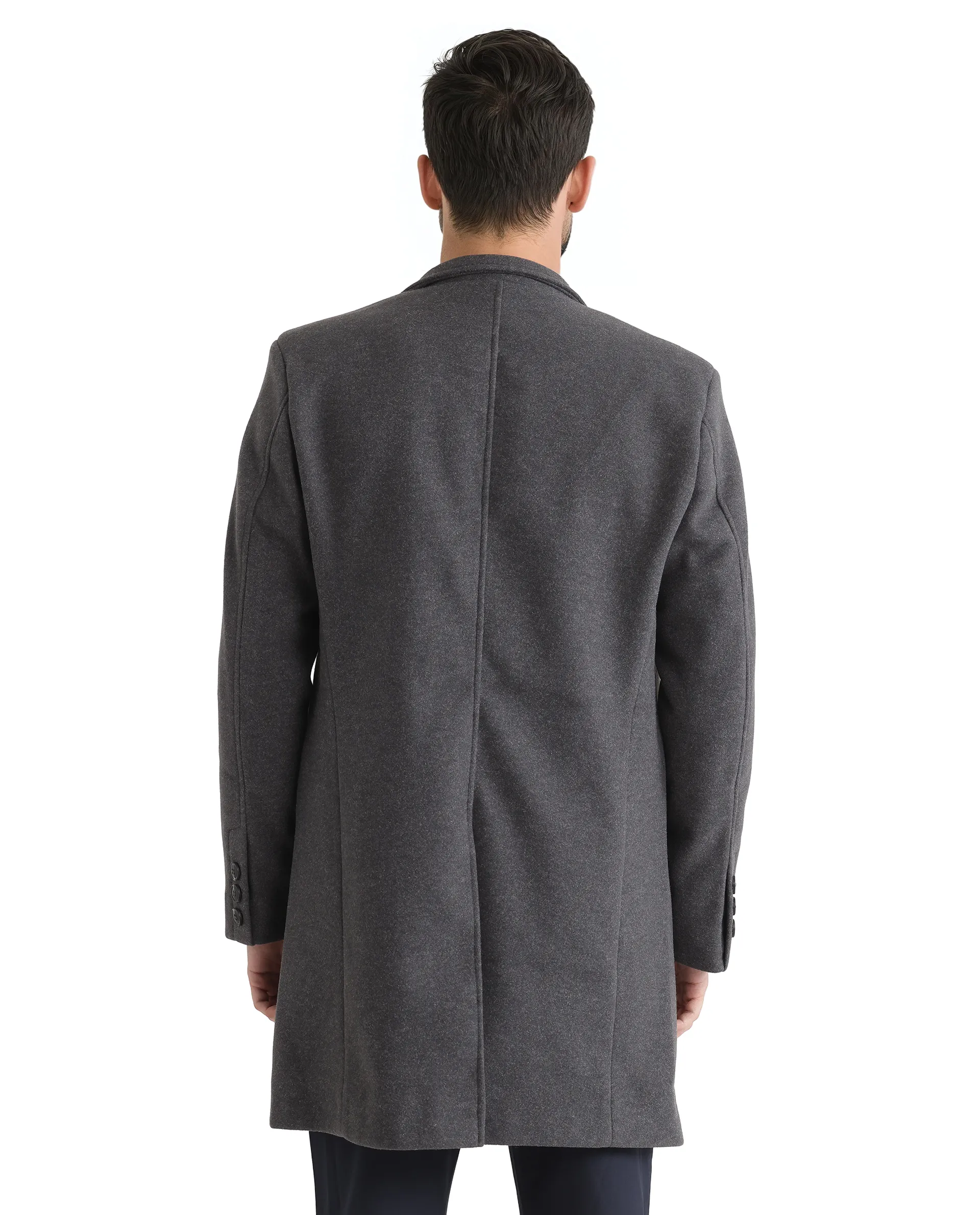 Rare Rabbit Men's Dune-2 Grey Polyester Plain Relaxed Fit Full Sleeve High Neck Coat - Image 8