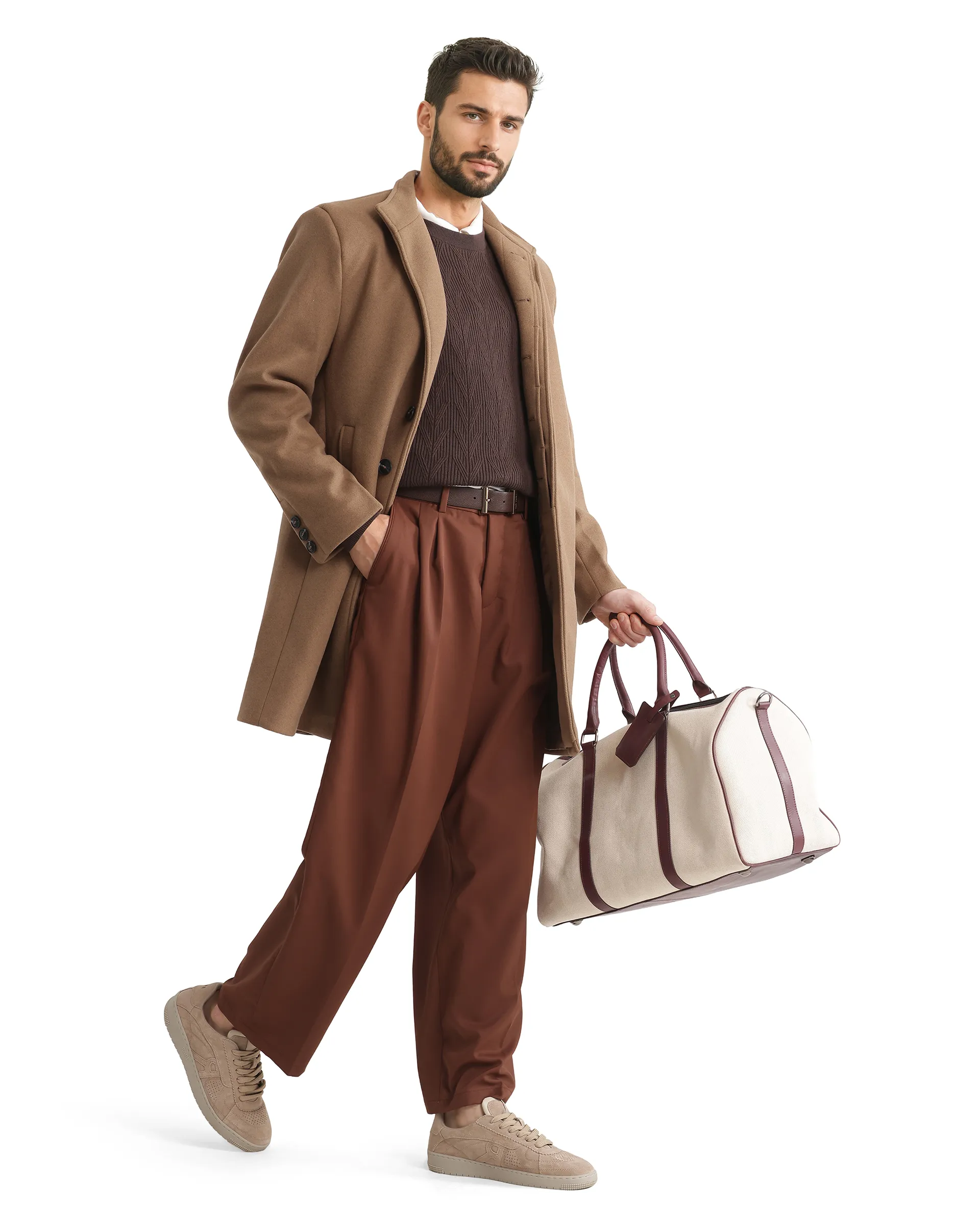 Rare Rabbit Men's Dune-2 Mustard Polyester Plain Relaxed Fit Full Sleeve High Neck Coat - Image 11
