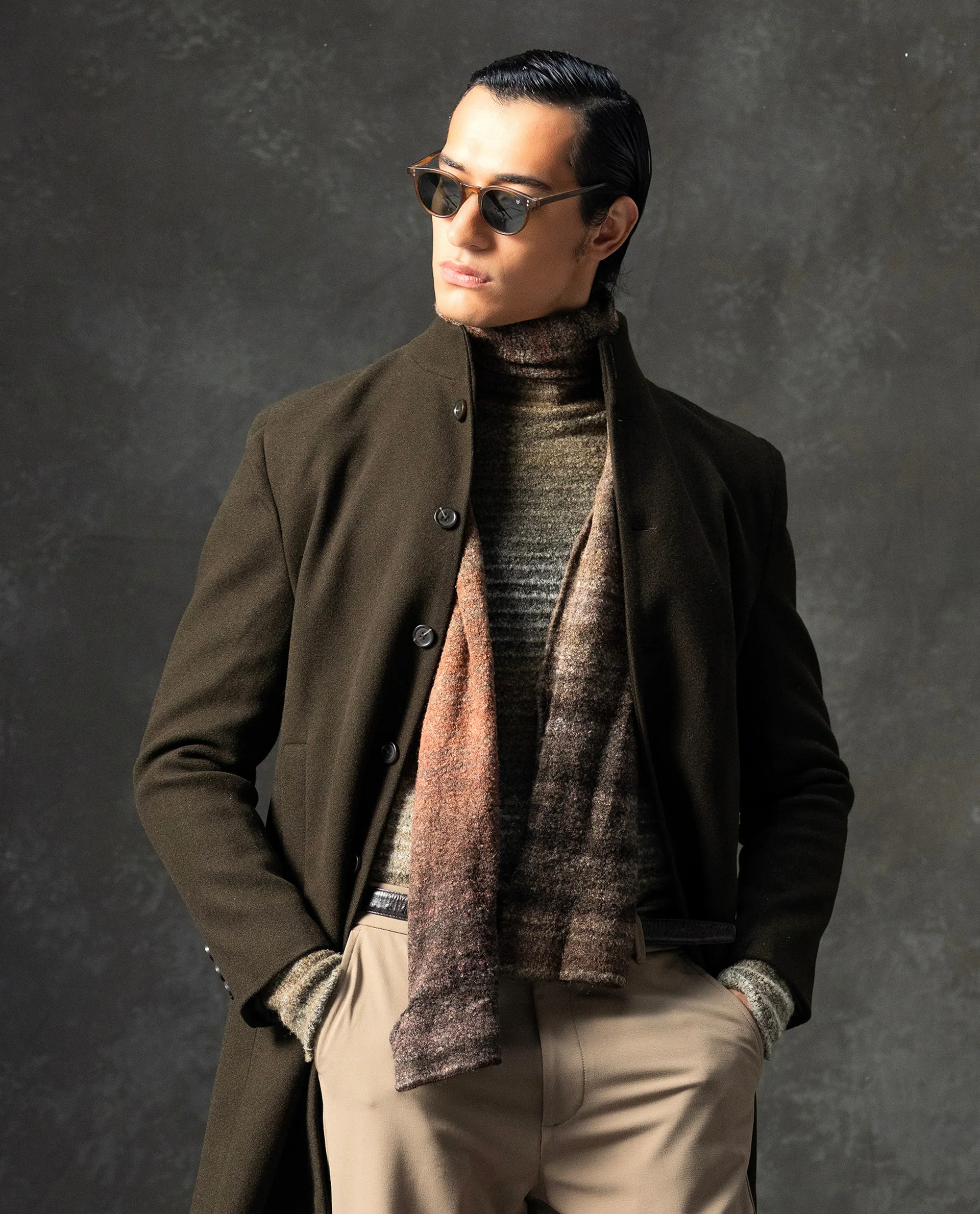 Rare Rabbit Men's Dune-25 Olive Polyester Blend Fabric High Neck Relaxed Plain Coat - Image 3