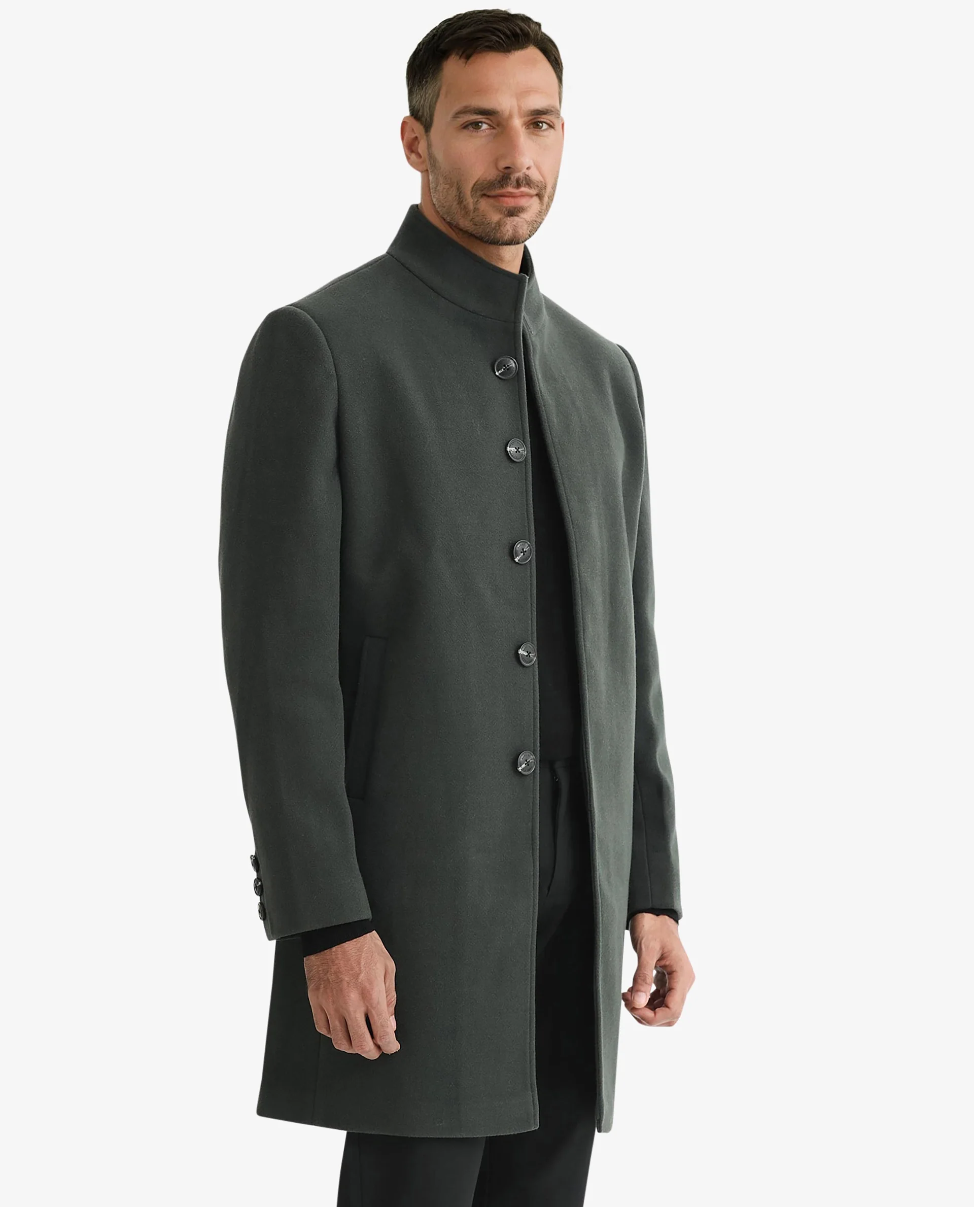 Rare Rabbit Men's Dune Green Polyester Plain Tailored Fit Full Sleeve Mandarin Collar Jacket - Image 10