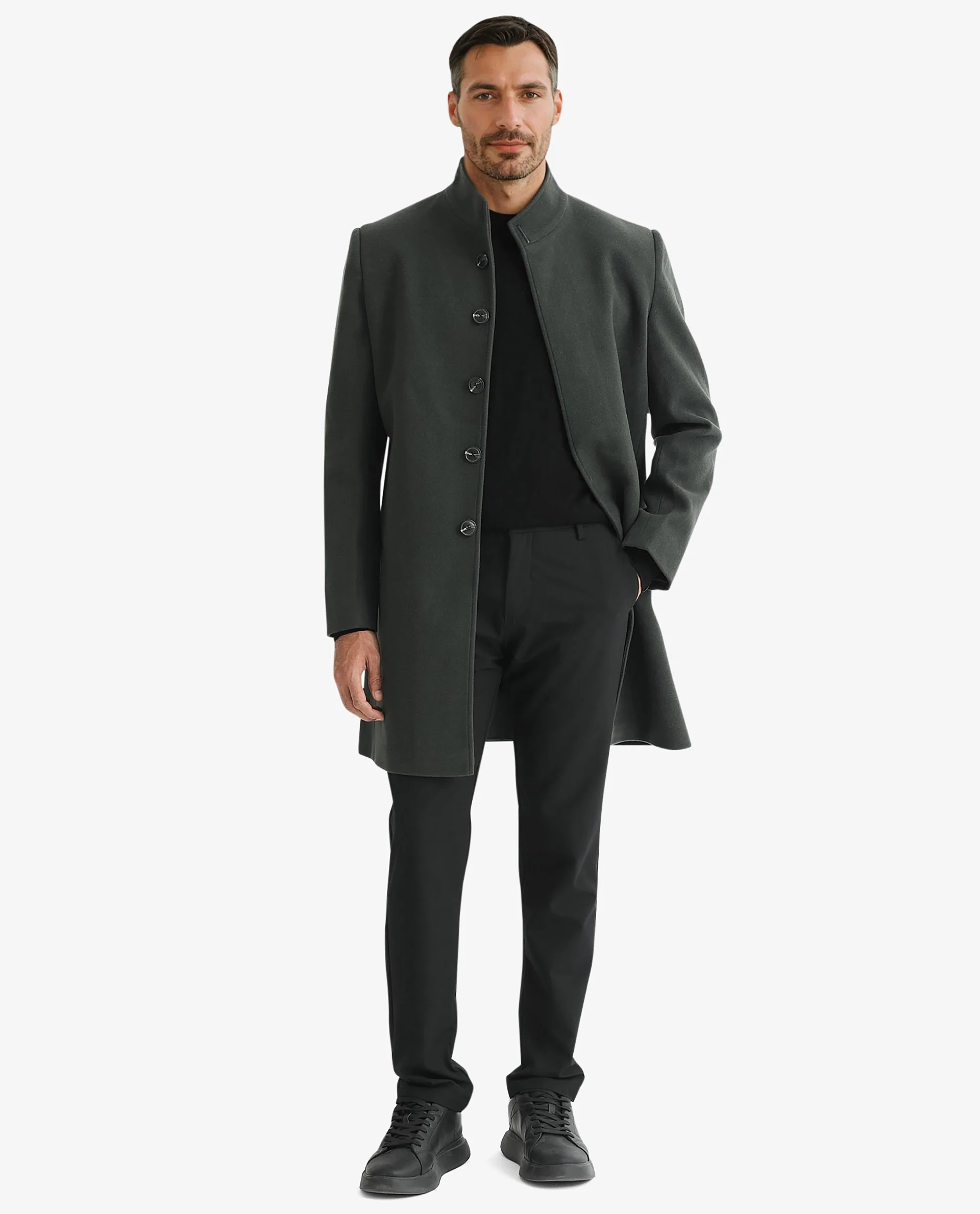 Rare Rabbit Men's Dune Green Polyester Plain Tailored Fit Full Sleeve Mandarin Collar Jacket - Image 3
