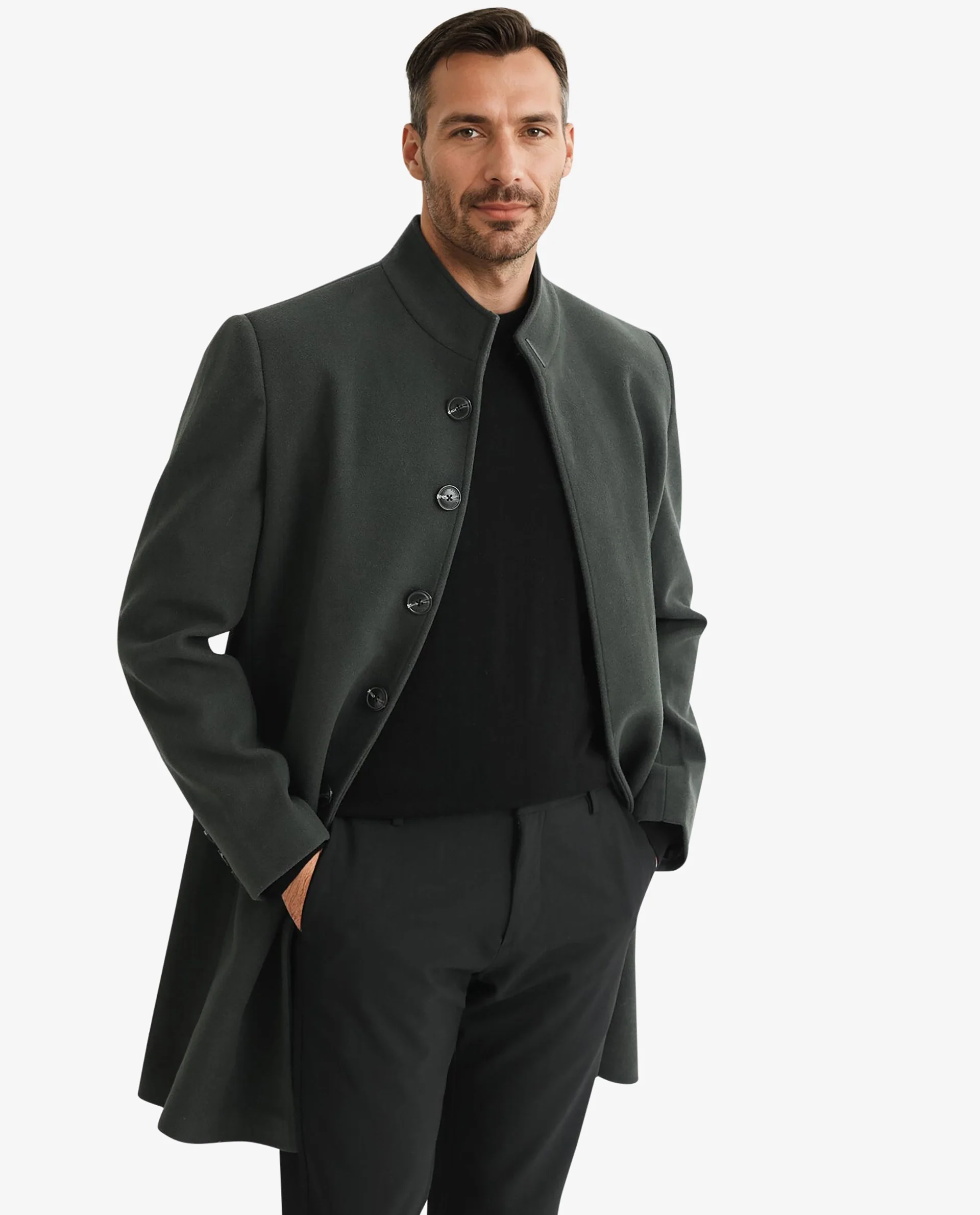 Rare Rabbit Men's Dune Green Polyester Plain Tailored Fit Full Sleeve Mandarin Collar Jacket - Image 4