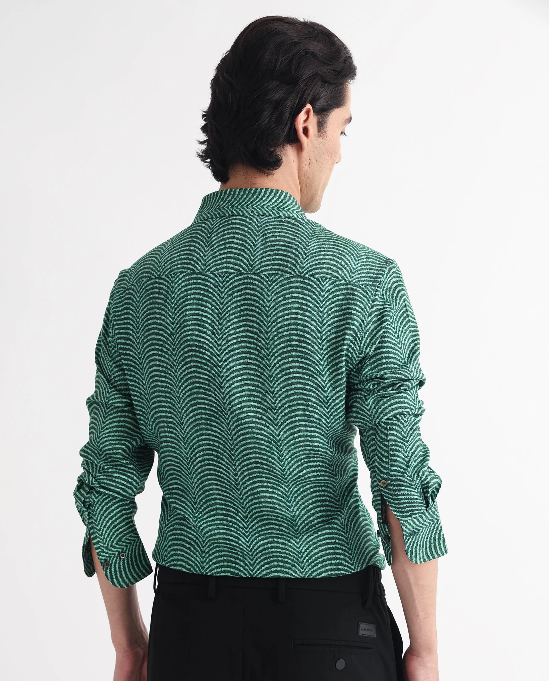 Rare Rabbit Men's Dunk Green Cotton Geometric Print Regular Fit Full Sleeve Collared Shirt - Image 9