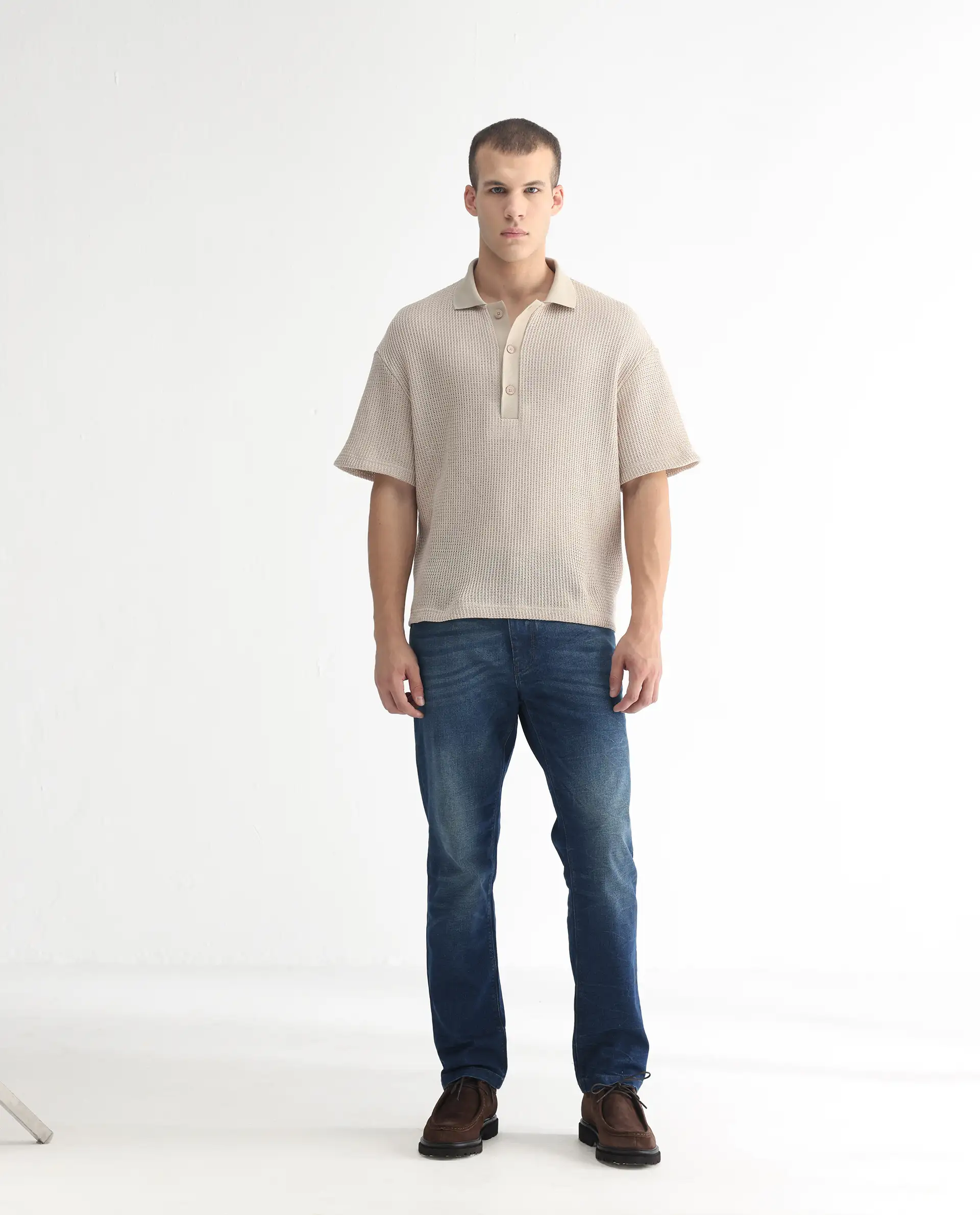 Rare Rabbit Men's Dunker Navy Cotton Plain Hawk Slim Fit Jeans - Image 4