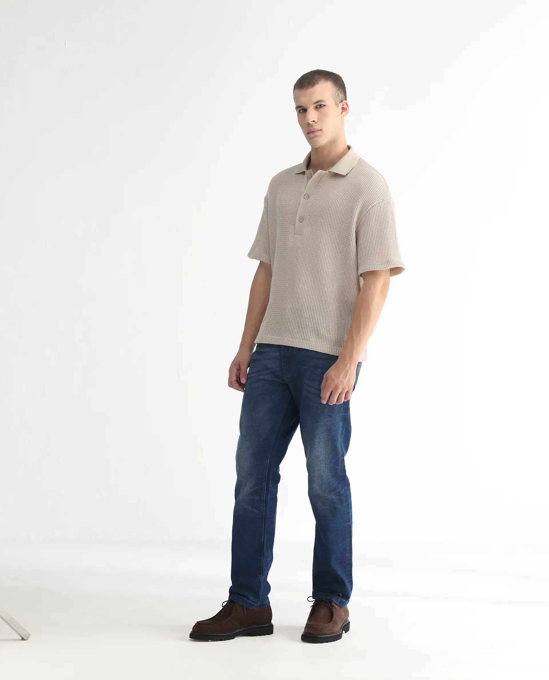 Rare Rabbit Men's Dunker Navy Cotton Plain Hawk Slim Fit Jeans - Image 5