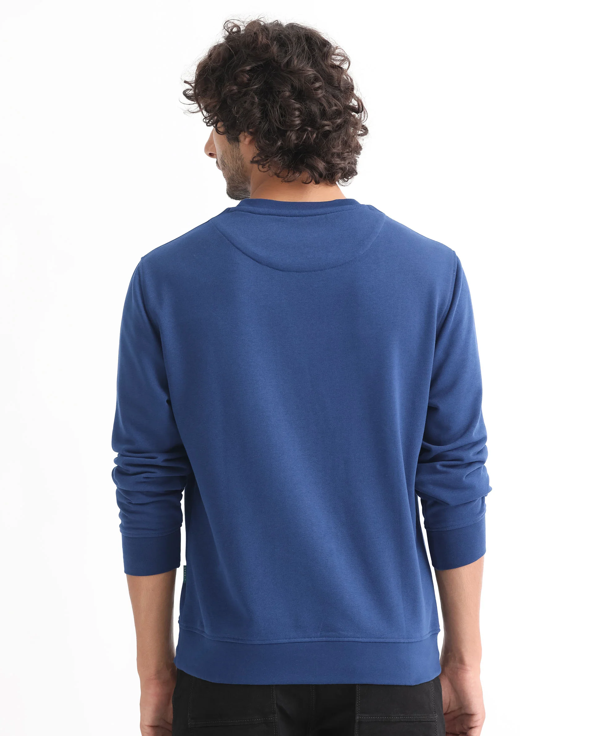 Rare Rabbit Men's Dunsto Blue Cotton Graphic Print Regular Fit Full Sleeve Crew Neck Sweatshirt - Image 9