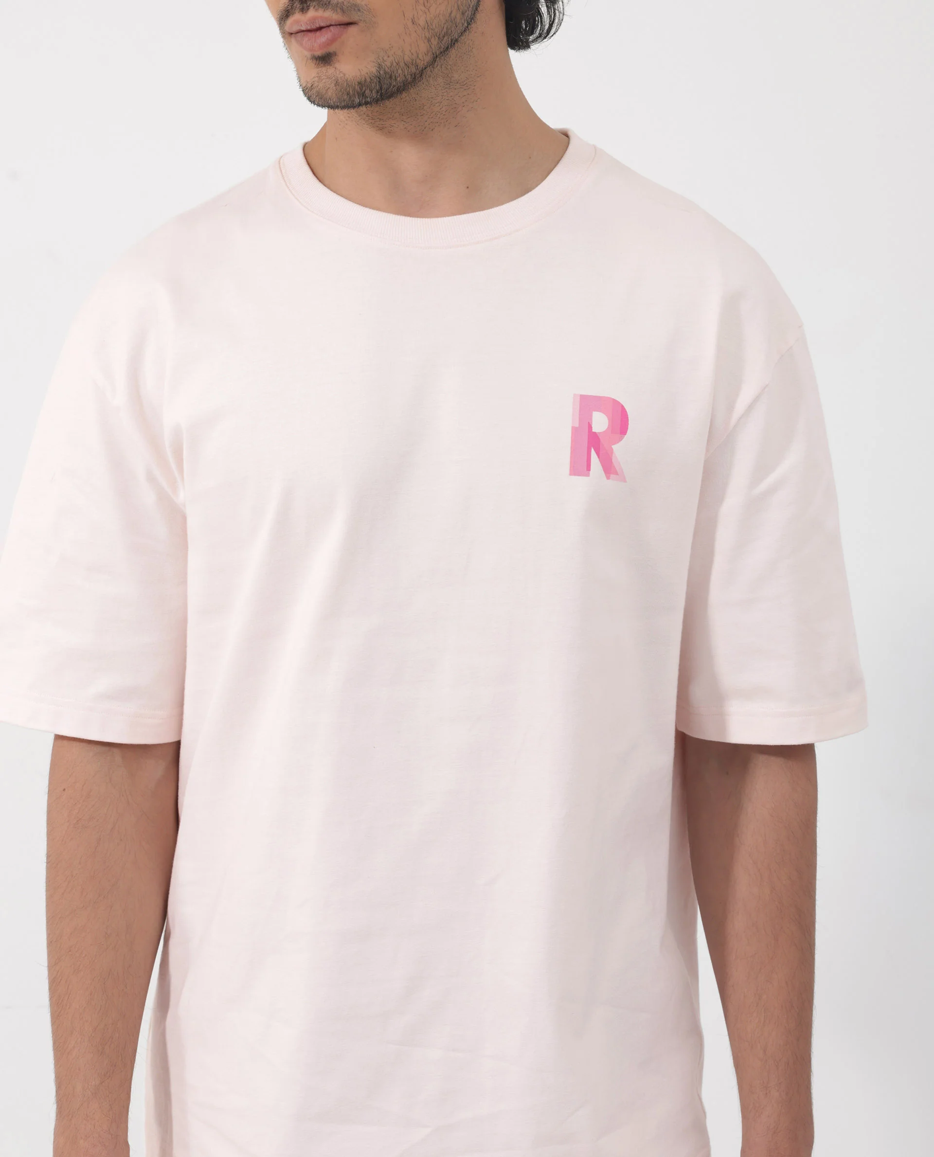 Rare Rabbit Articale Men's Dutton Pink Cotton Polyester Fabric Crew Neck Oversized Fit Graphic Print T-Shirt - Image 10