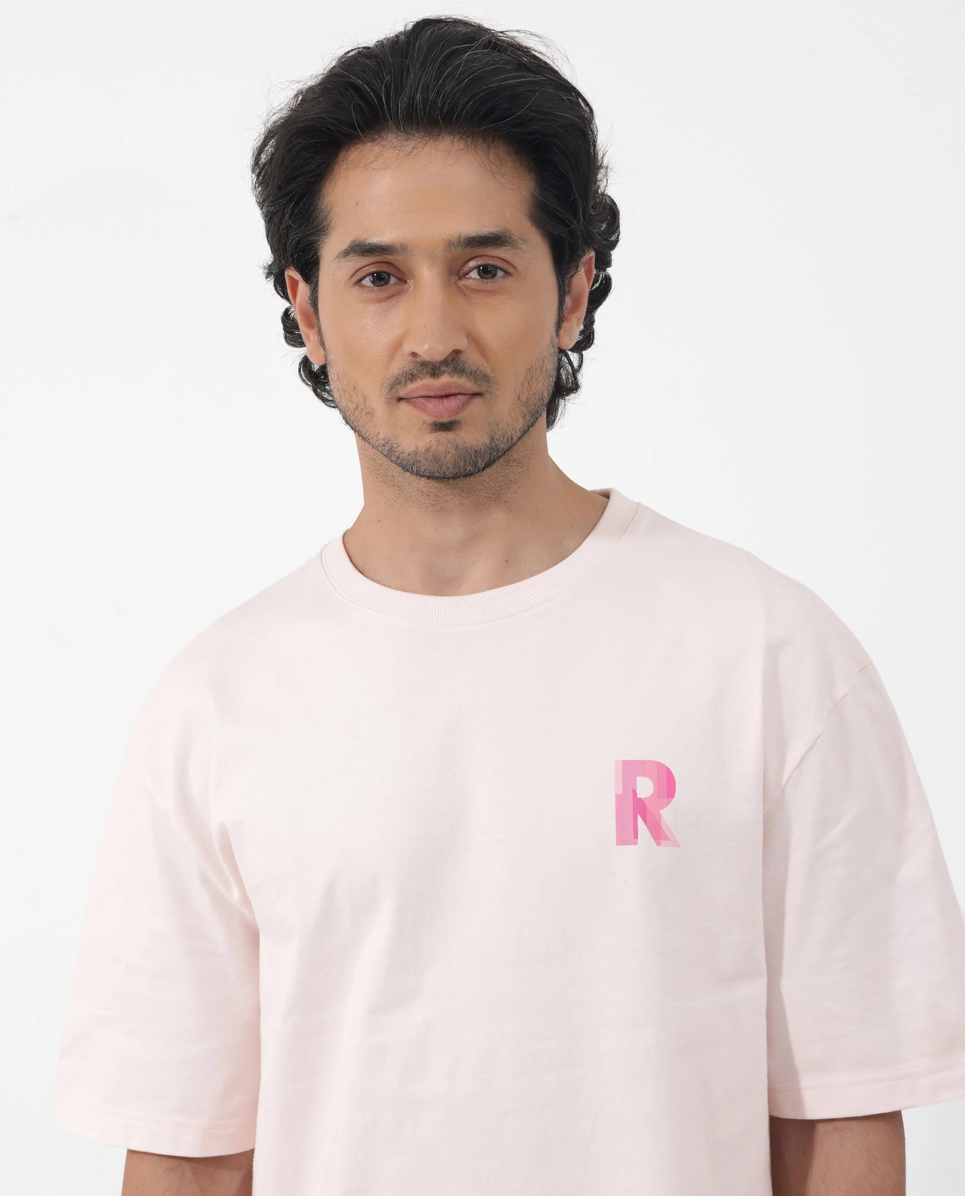 Rare Rabbit Articale Men's Dutton Pink Cotton Polyester Fabric Crew Neck Oversized Fit Graphic Print T-Shirt - Image 5