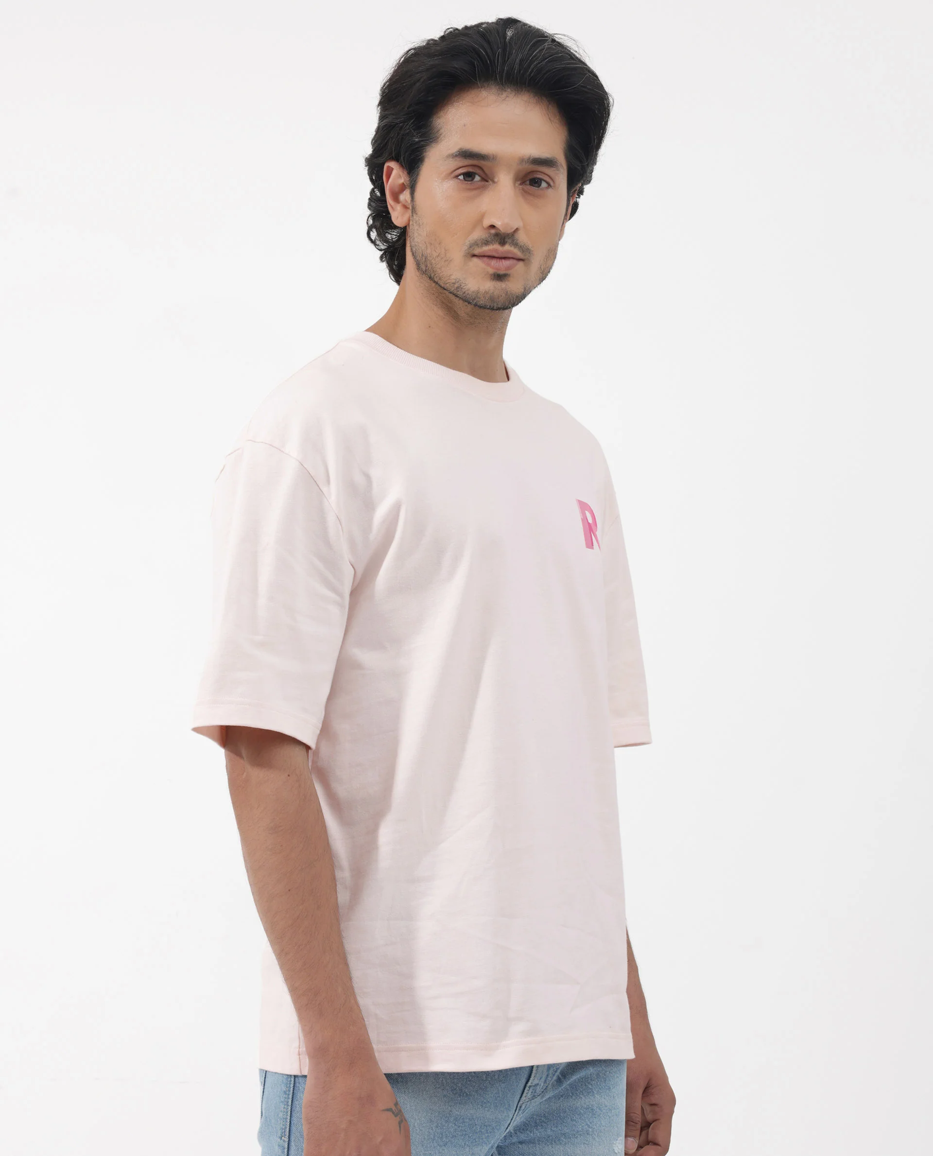Rare Rabbit Articale Men's Dutton Pink Cotton Polyester Fabric Crew Neck Oversized Fit Graphic Print T-Shirt - Image 9