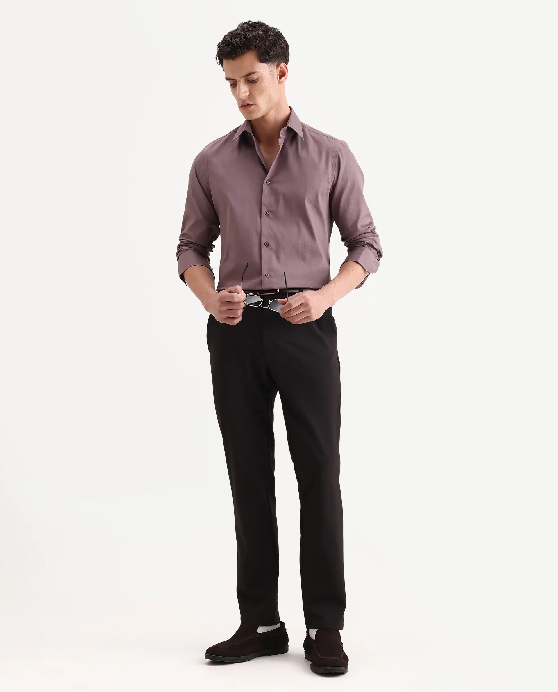Rare Rabbit Men's Dyke Dusky Pink Cotton Blend Fabric Spread Collar Regular Fit Striped Shirt - Image 2