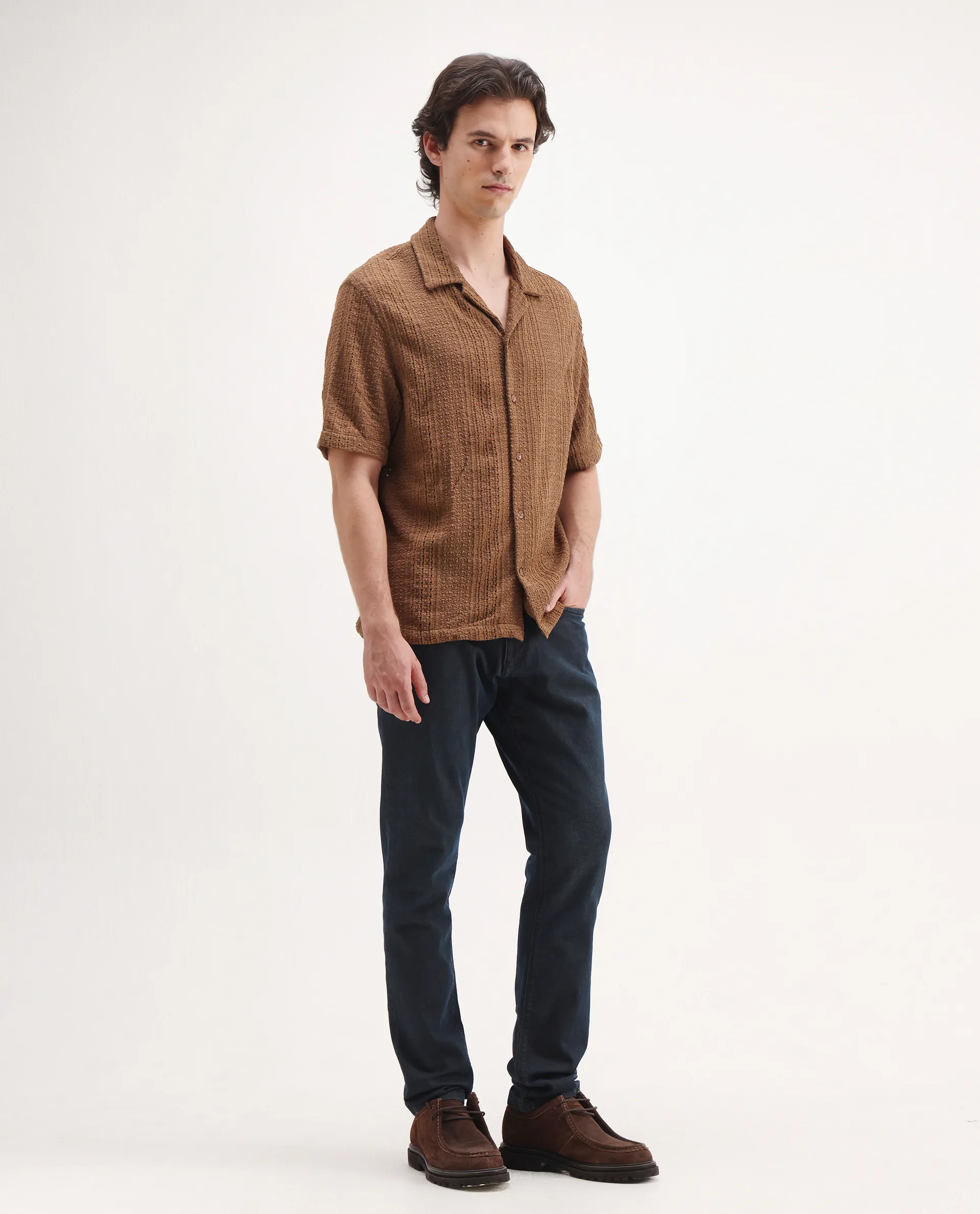 Rare Rabbit Men's Earth-2 Navy Cotton Plain Hawk Slim Fit Jeans - Image 7