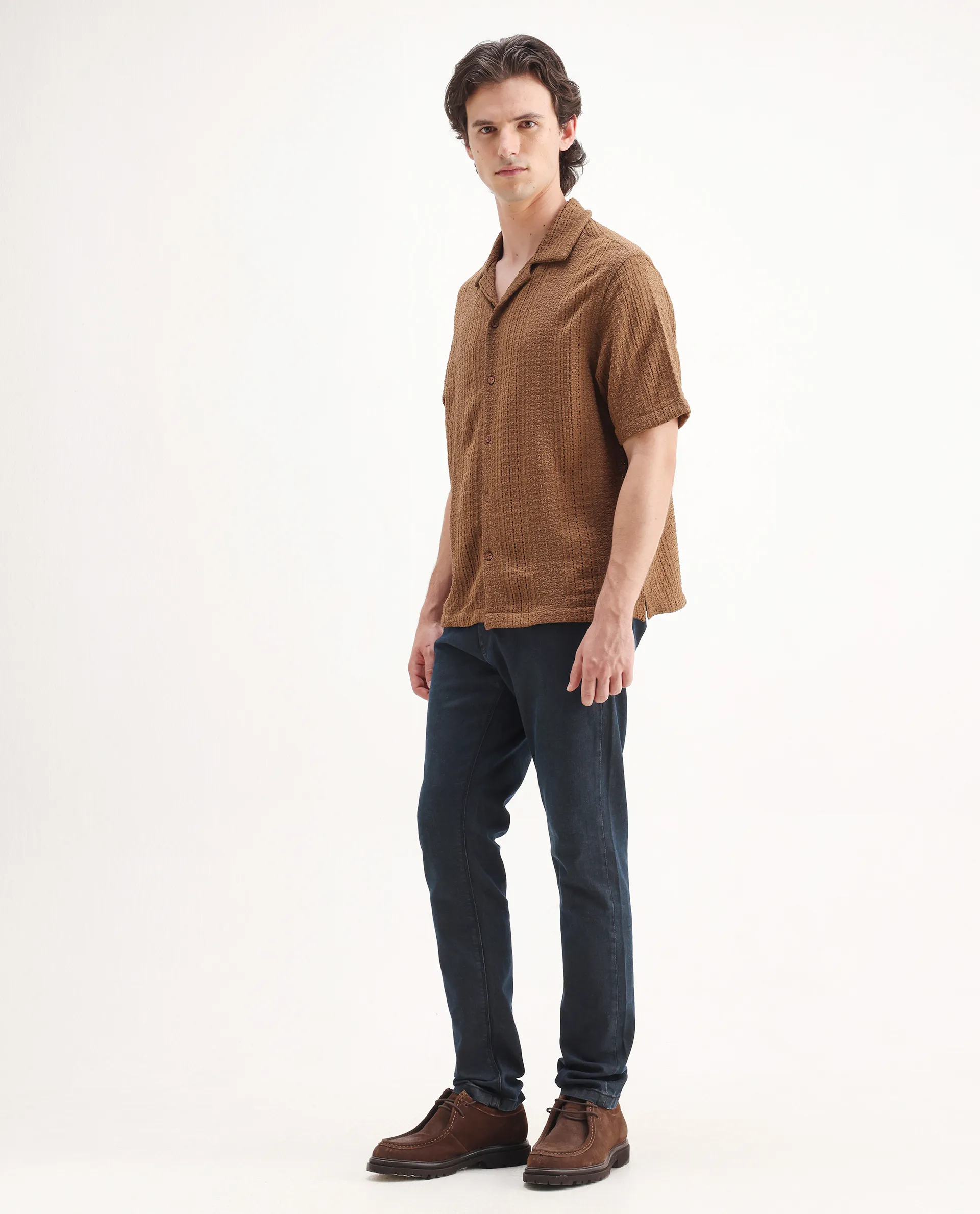 Rare Rabbit Men's Earth-2 Navy Cotton Plain Hawk Slim Fit Jeans - Image 8