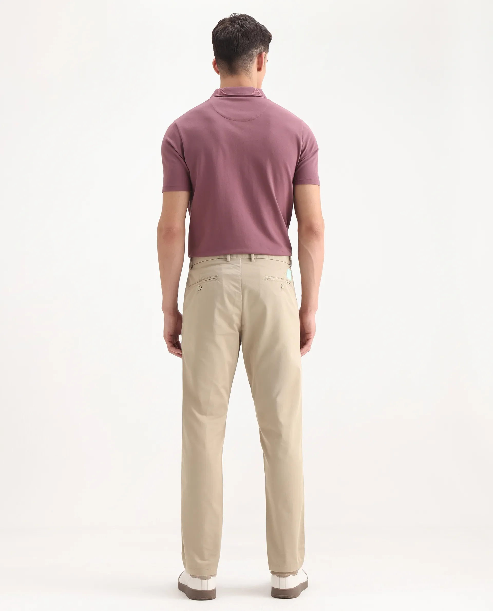 Rare Rabbit Men's Ebert Beige Cotton Plain Regular Fit Trouser - Image 8
