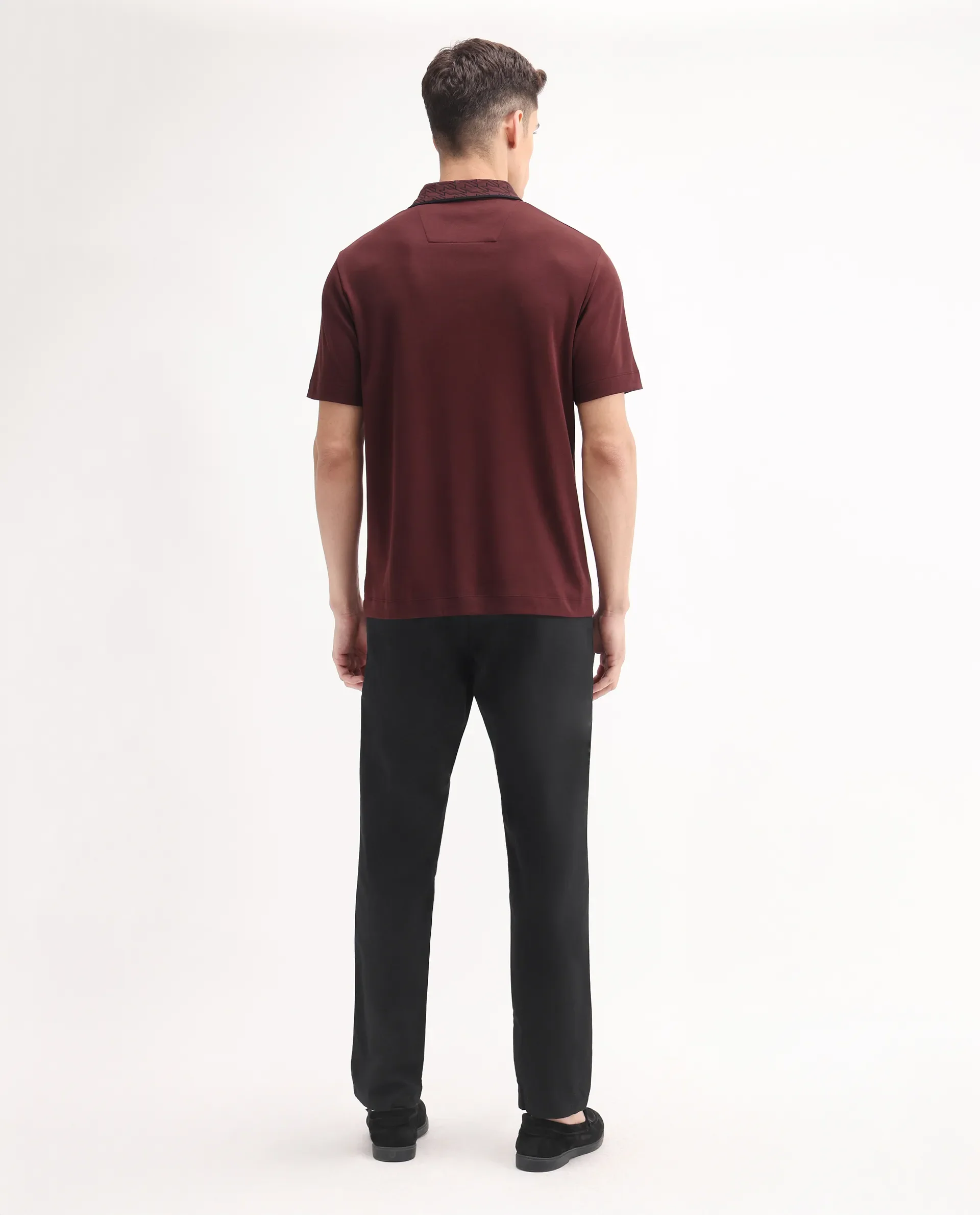 Rare Rabbit Men's Ebert Black Cotton Plain Regular Fit Trouser - Image 8