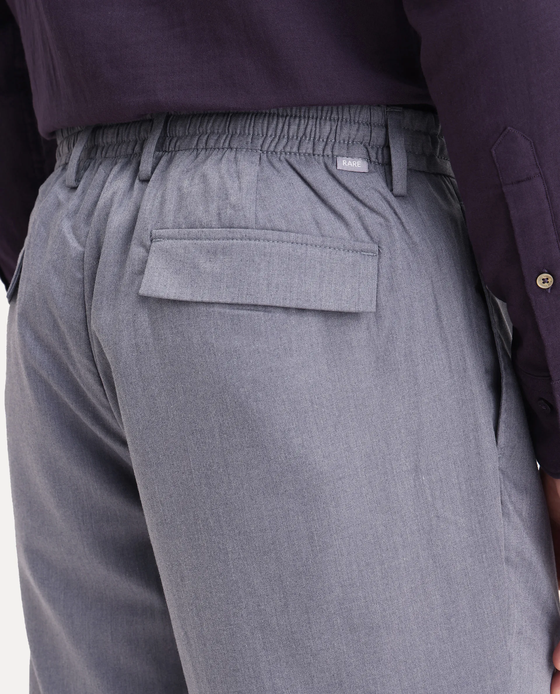 Rare Rabbit Men's Echo Light Purple Cotton Plain Regular Fit Trouser - Image 7