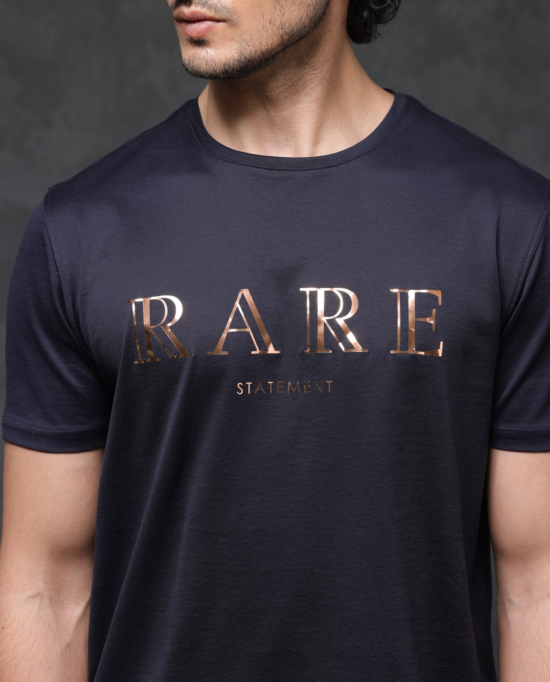 Rare Rabbit Men's Echon Navy Cotton Graphic Print Regular Fit Half Sleeve Crew Neck T-Shirt - Image 5