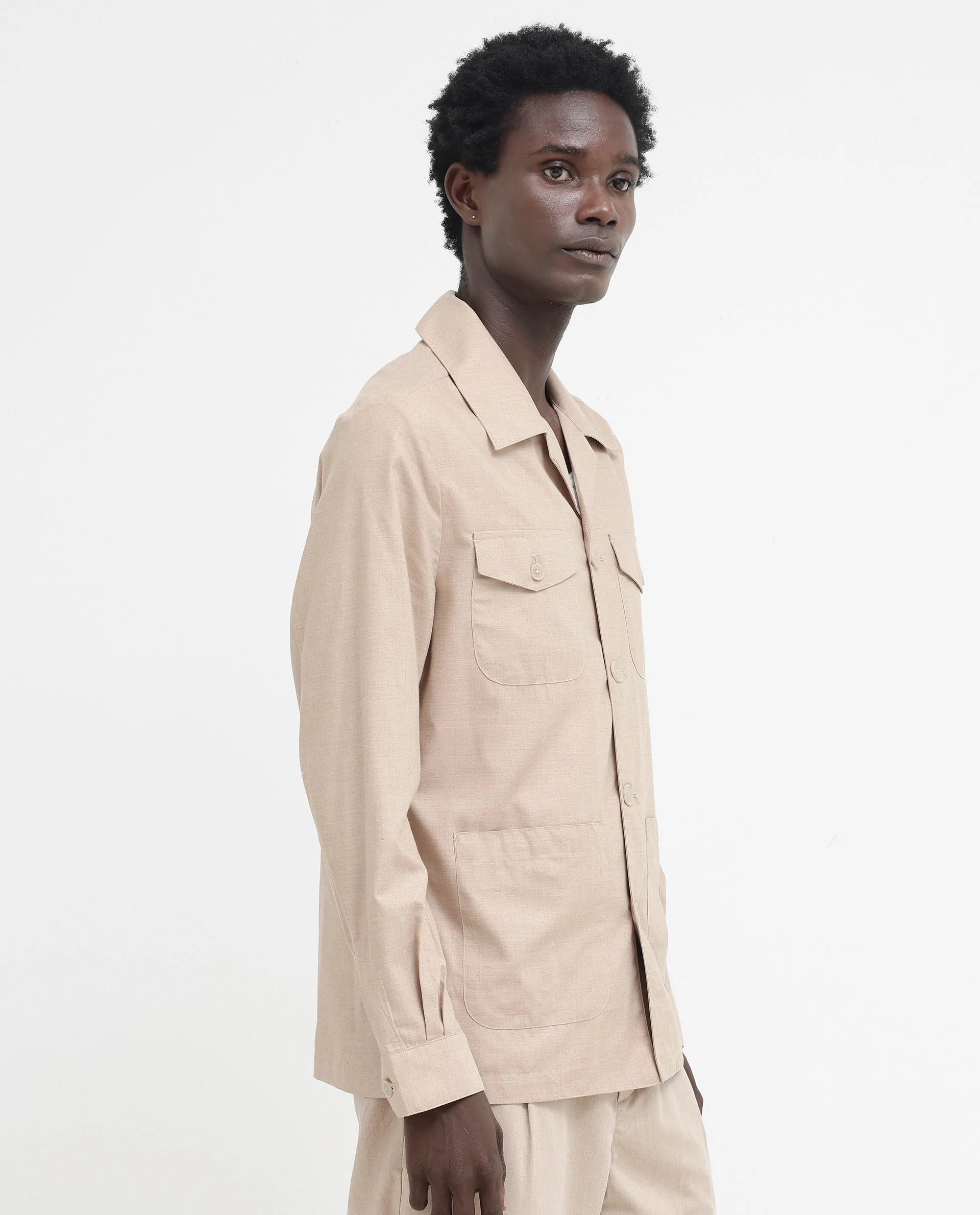 Rare Rabbit Men's Echos Beige Cotton Plain Relaxed Fit Full Sleeve Lapel Neck Jacket - Image 10