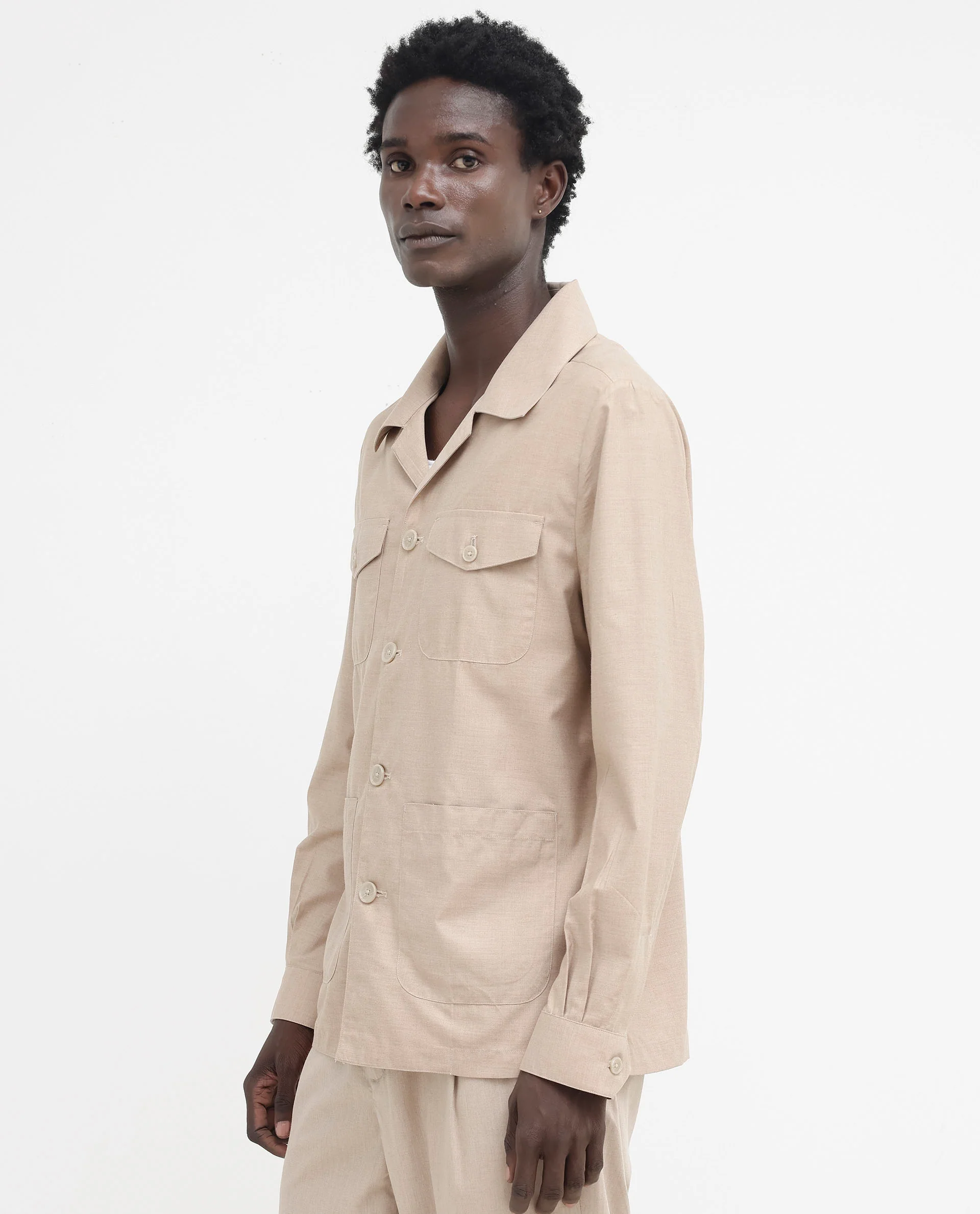 Rare Rabbit Men's Echos Beige Cotton Plain Relaxed Fit Full Sleeve Lapel Neck Jacket - Image 11