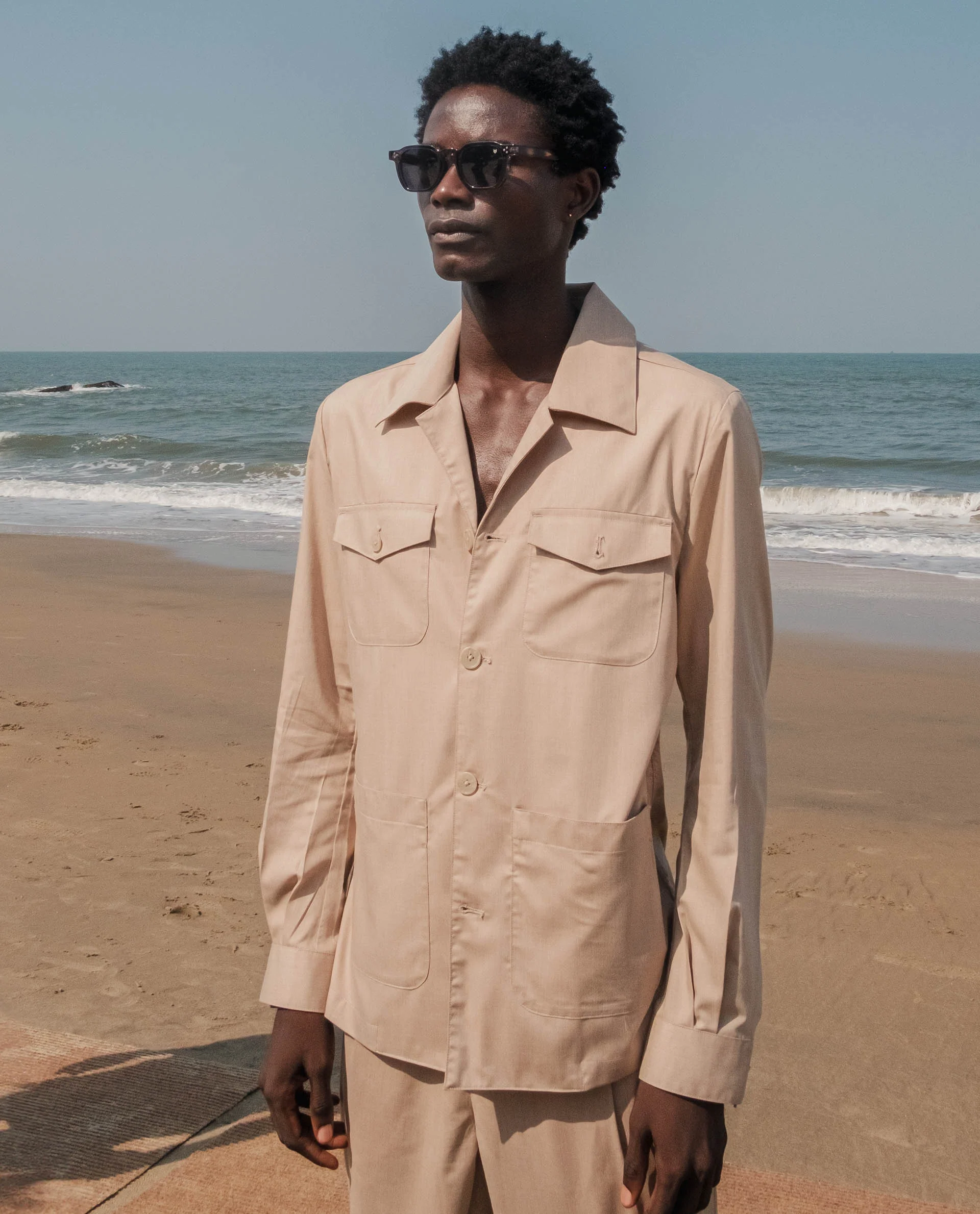 Rare Rabbit Men's Echos Beige Cotton Plain Relaxed Fit Full Sleeve Lapel Neck Jacket - Image 2