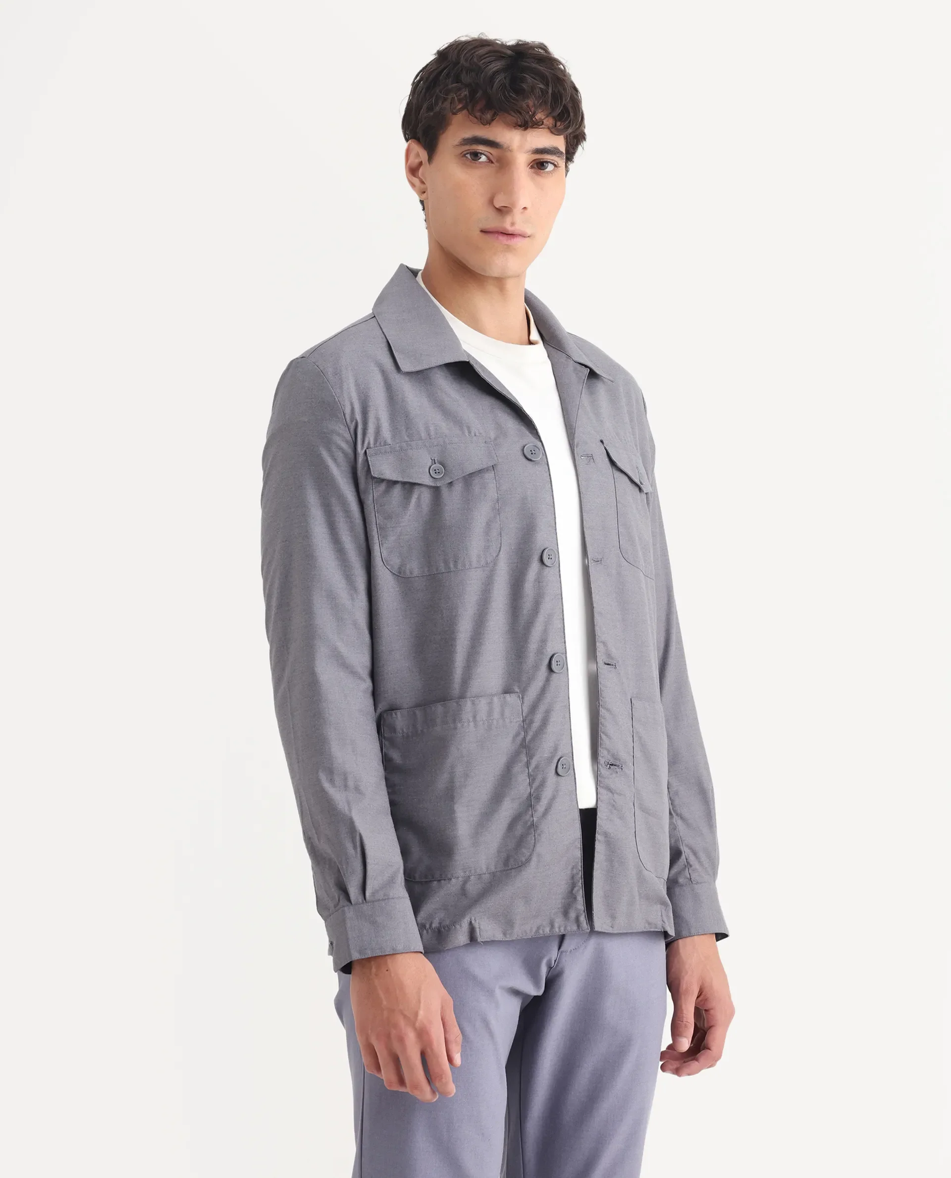 Rare Rabbit Men's Echos Purple Cotton Plain Relaxed Fit Full Sleeve Lapel Neck Jacket - Image 6