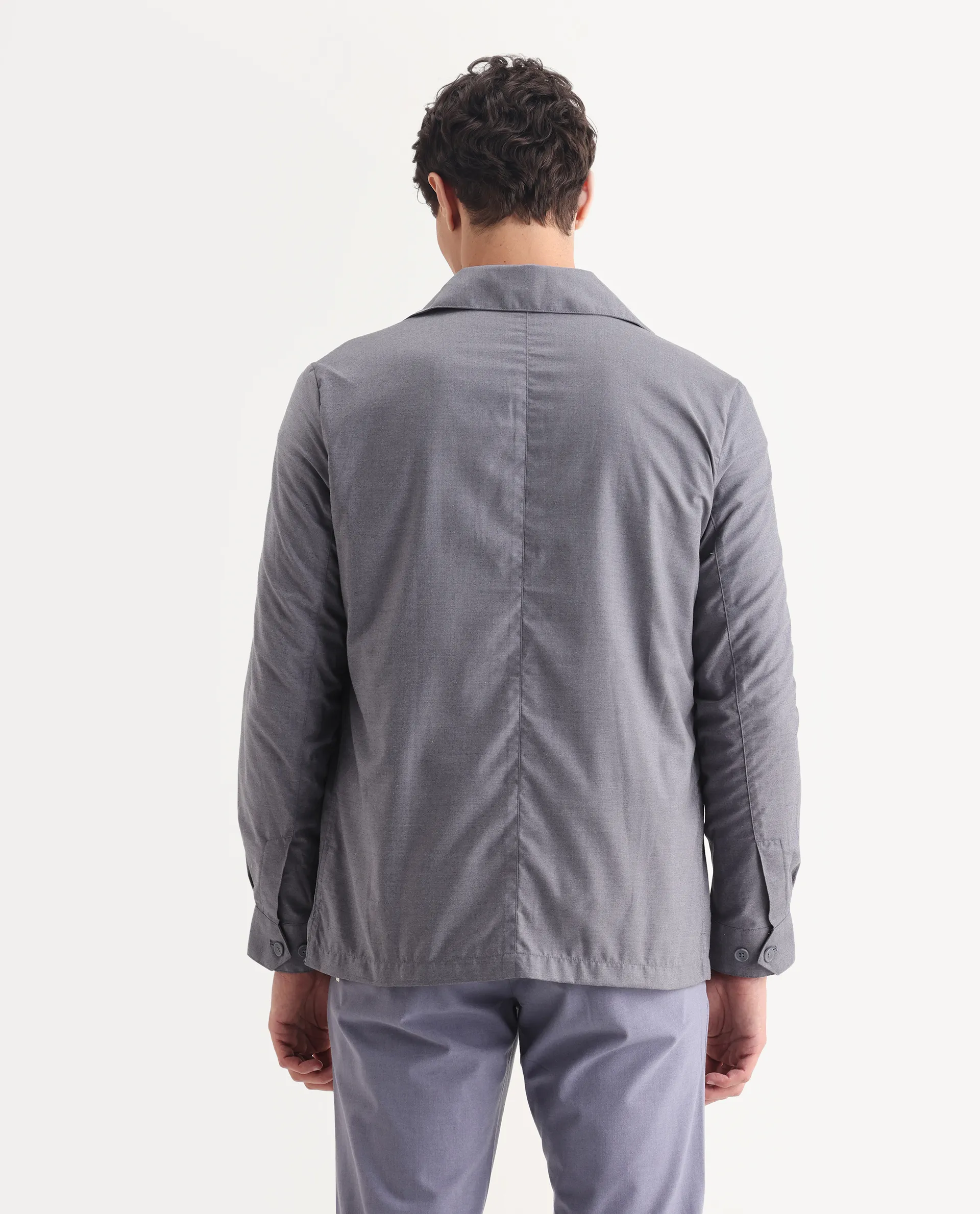 Rare Rabbit Men's Echos Purple Cotton Plain Relaxed Fit Full Sleeve Lapel Neck Jacket - Image 7