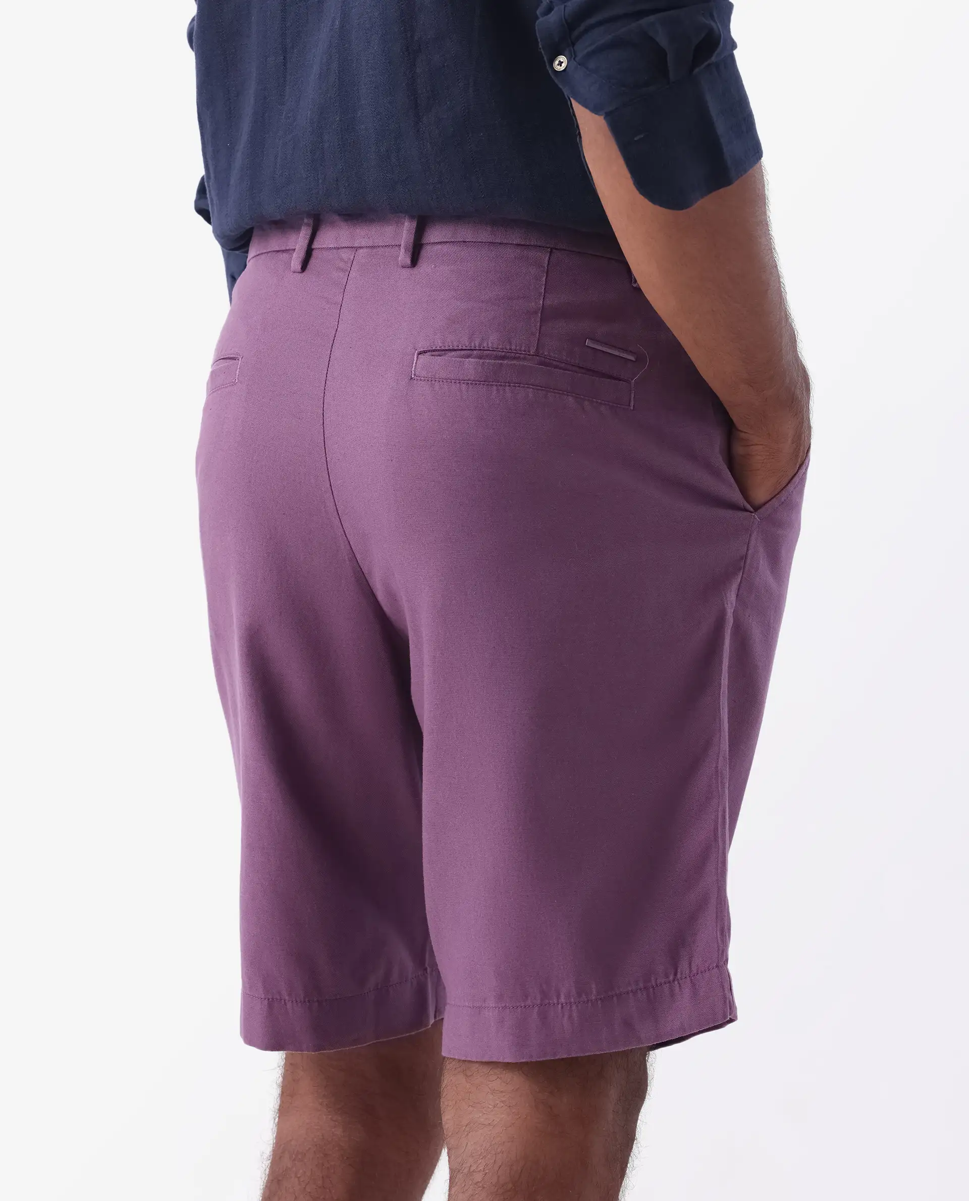 Rare Rabbit Men's Linen Blend Plain Relaxed Fit Shorts - Image 6