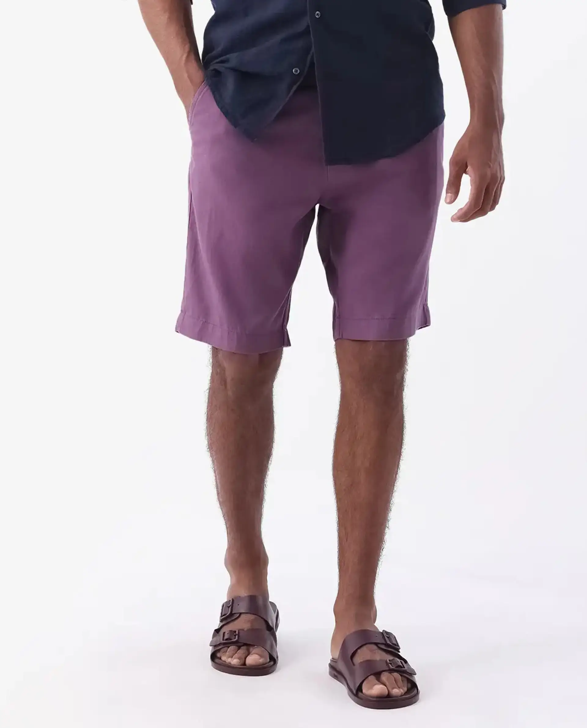 Rare Rabbit Men's Linen Blend Plain Relaxed Fit Shorts - Image 7