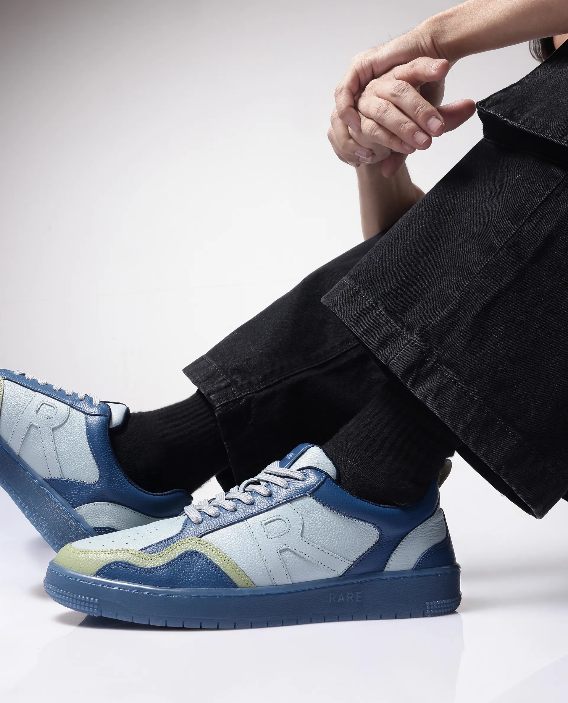 Rare Rabbit Men Edamon Blue Leather Lace-Up Sneaker - Image 2