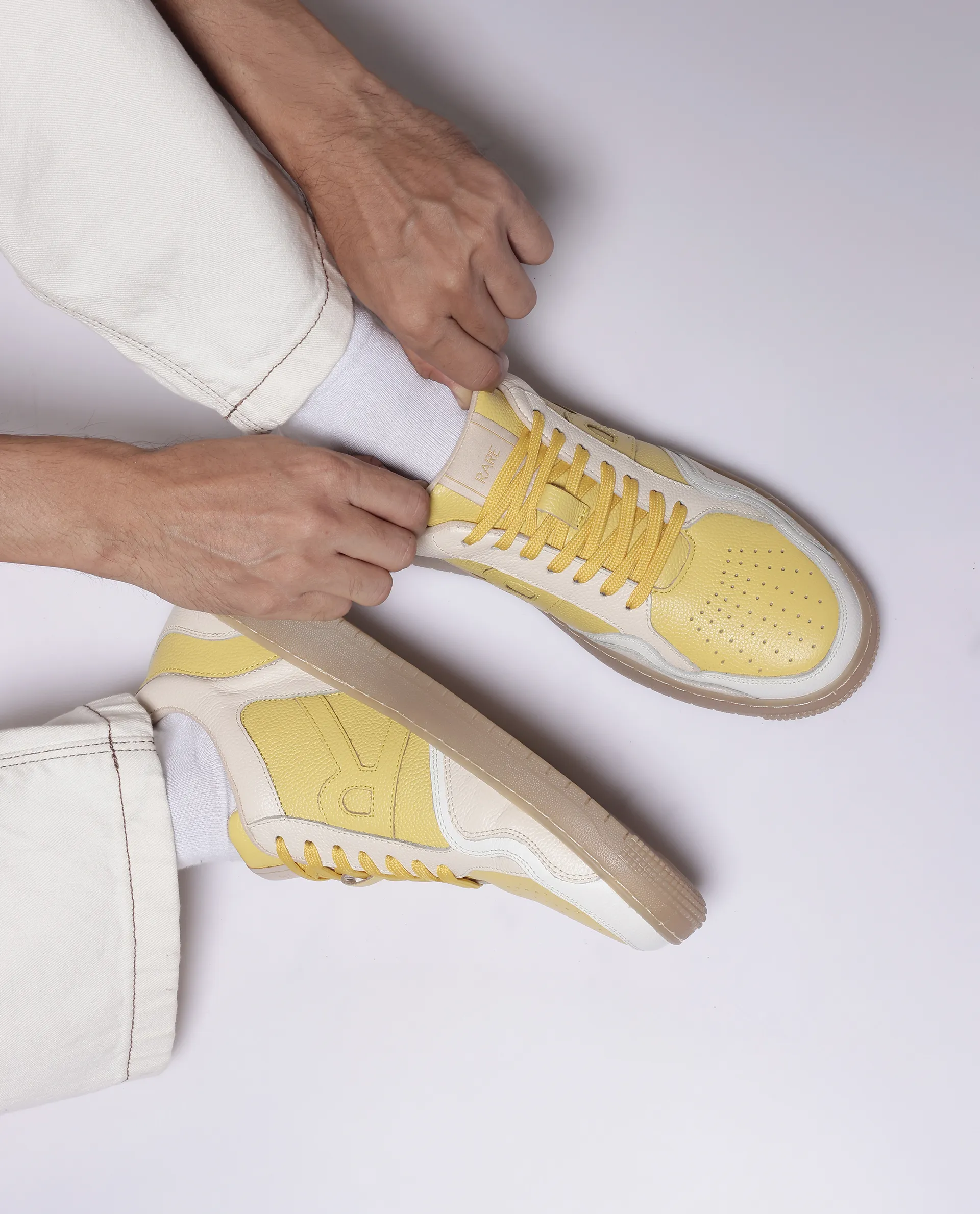 Rare Rabbit Men Edamon Yellow Leather Lace-Up Sneaker - Image 2