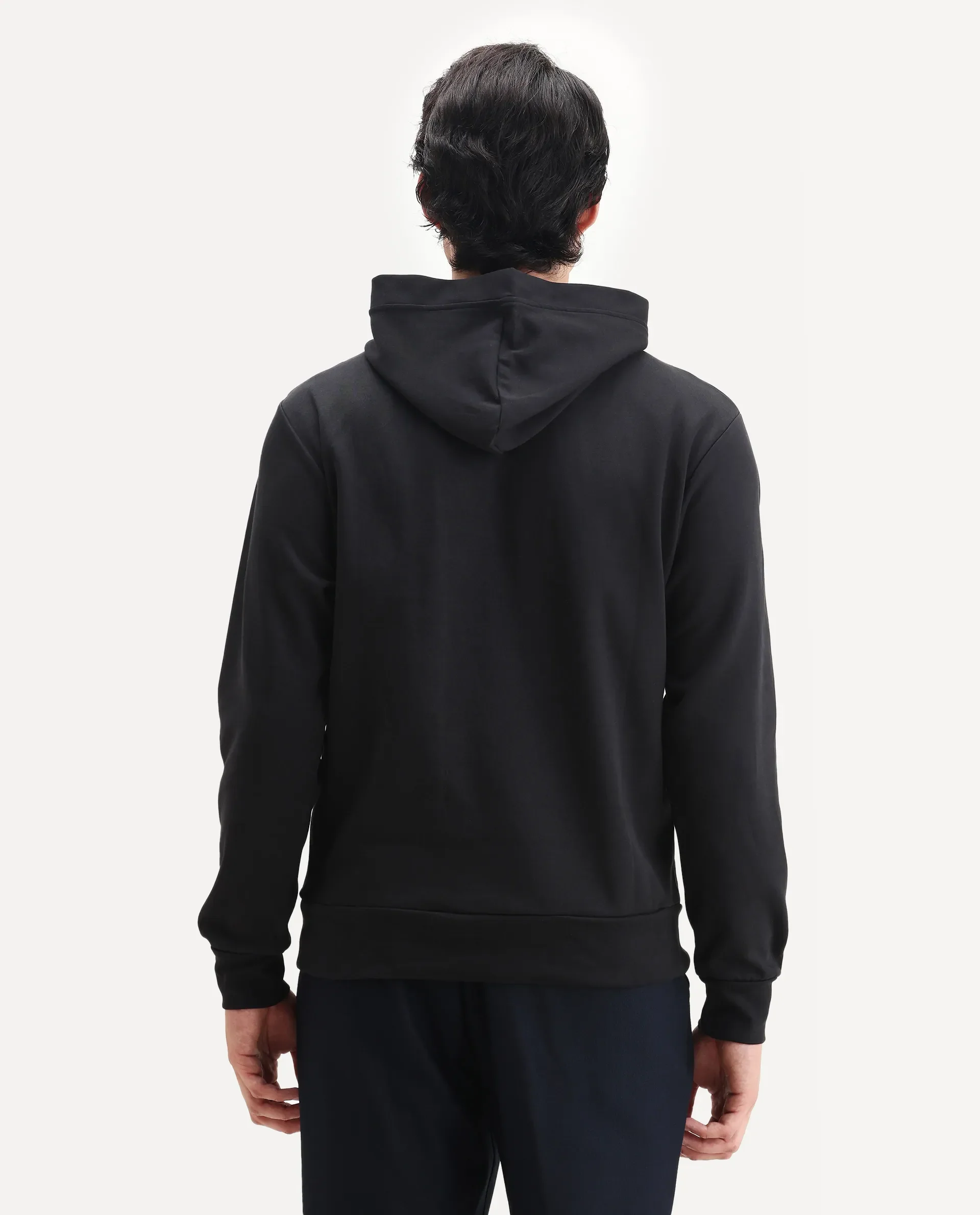 Rare Rabbit Men's Eddy Black Cotton Blend Gemstone Artwork Regular Fit Full Sleeve Hooded Sweatshirt - Image 7