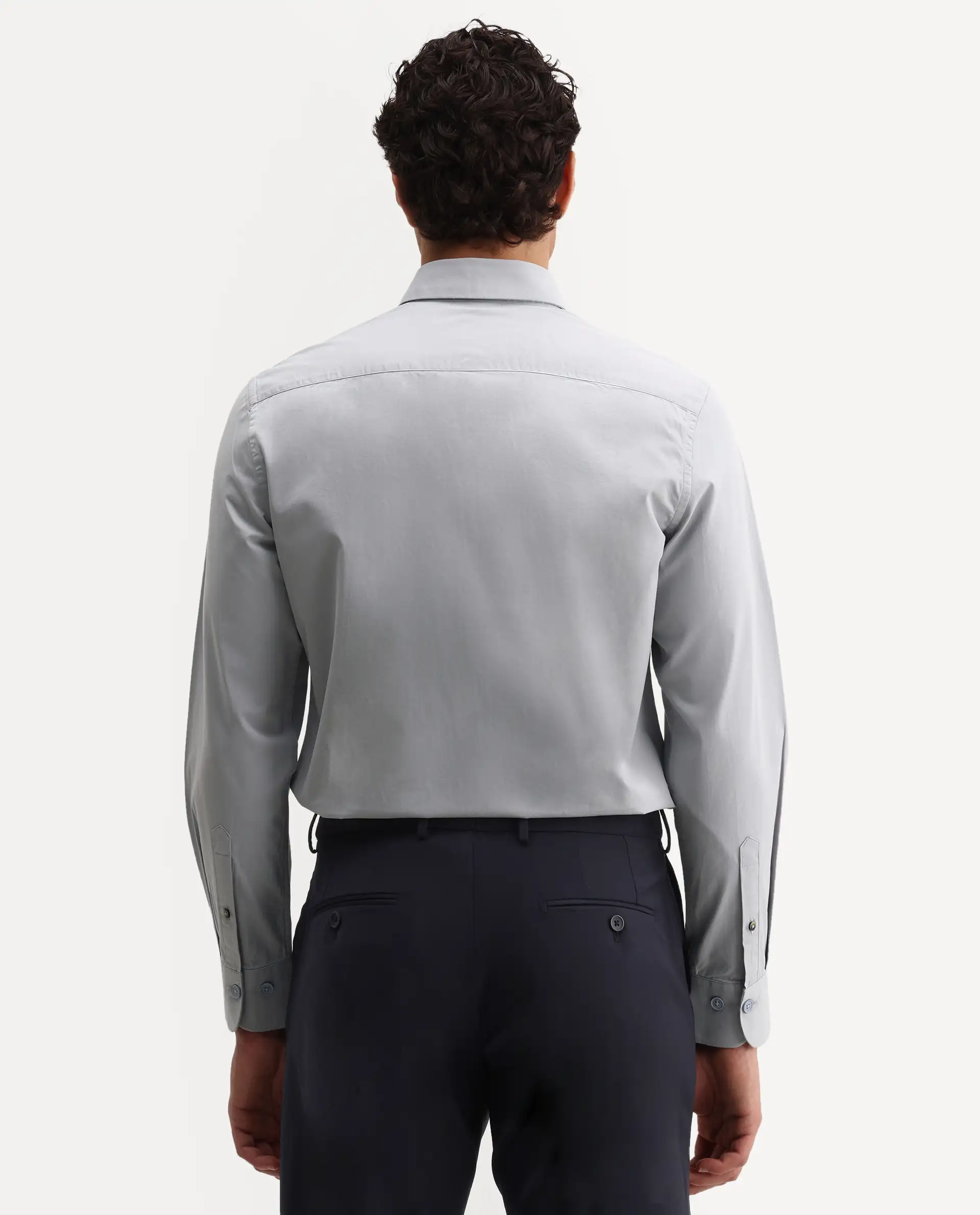 Rare Rabbit Men's Eder Light Blue Cotton Fabric Full Sleeve Collared Regular Fit Plain Shirt - Image 8